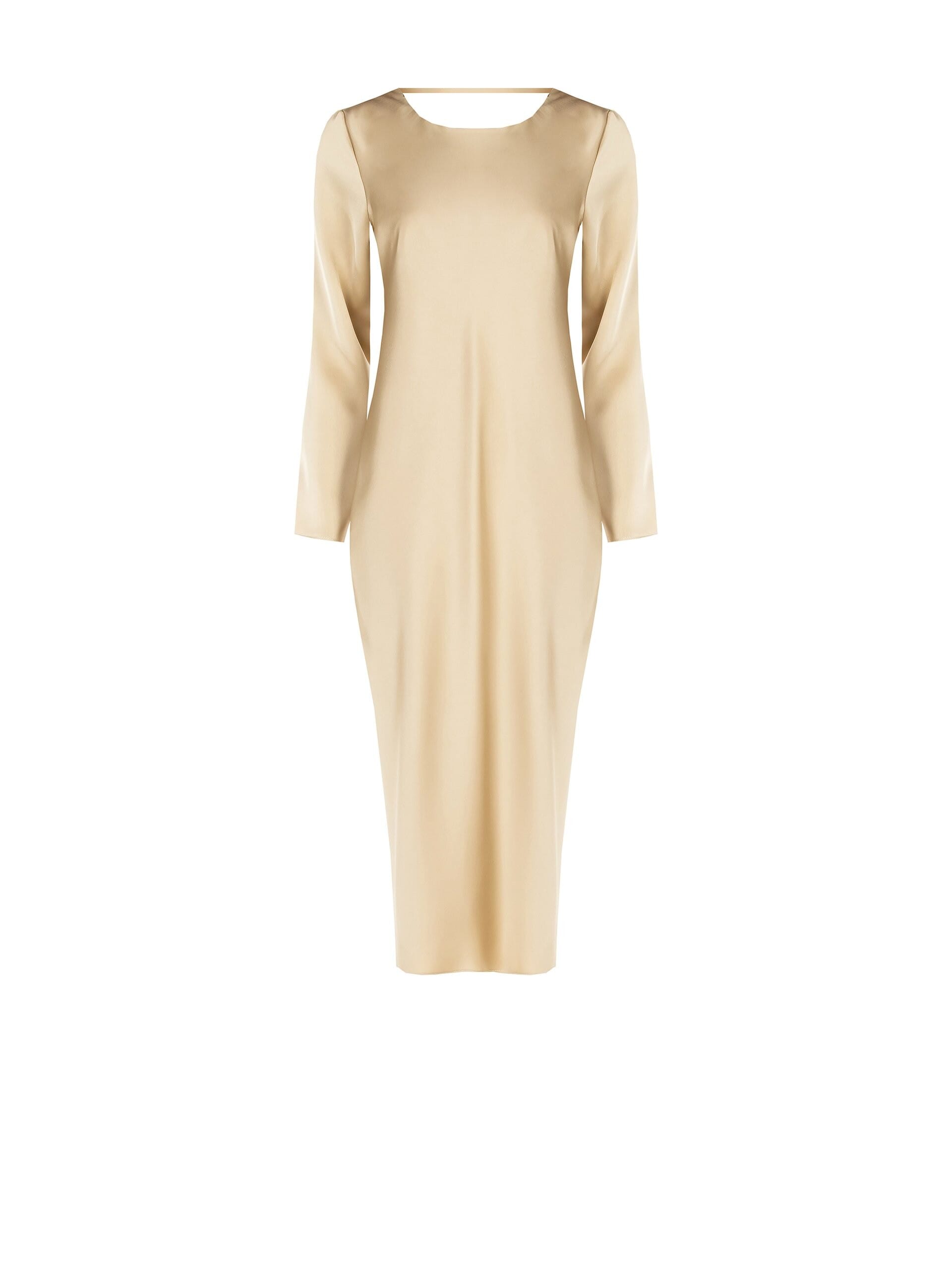 Satin Midi-Dress With Ring Neckline Behind Rinascimento