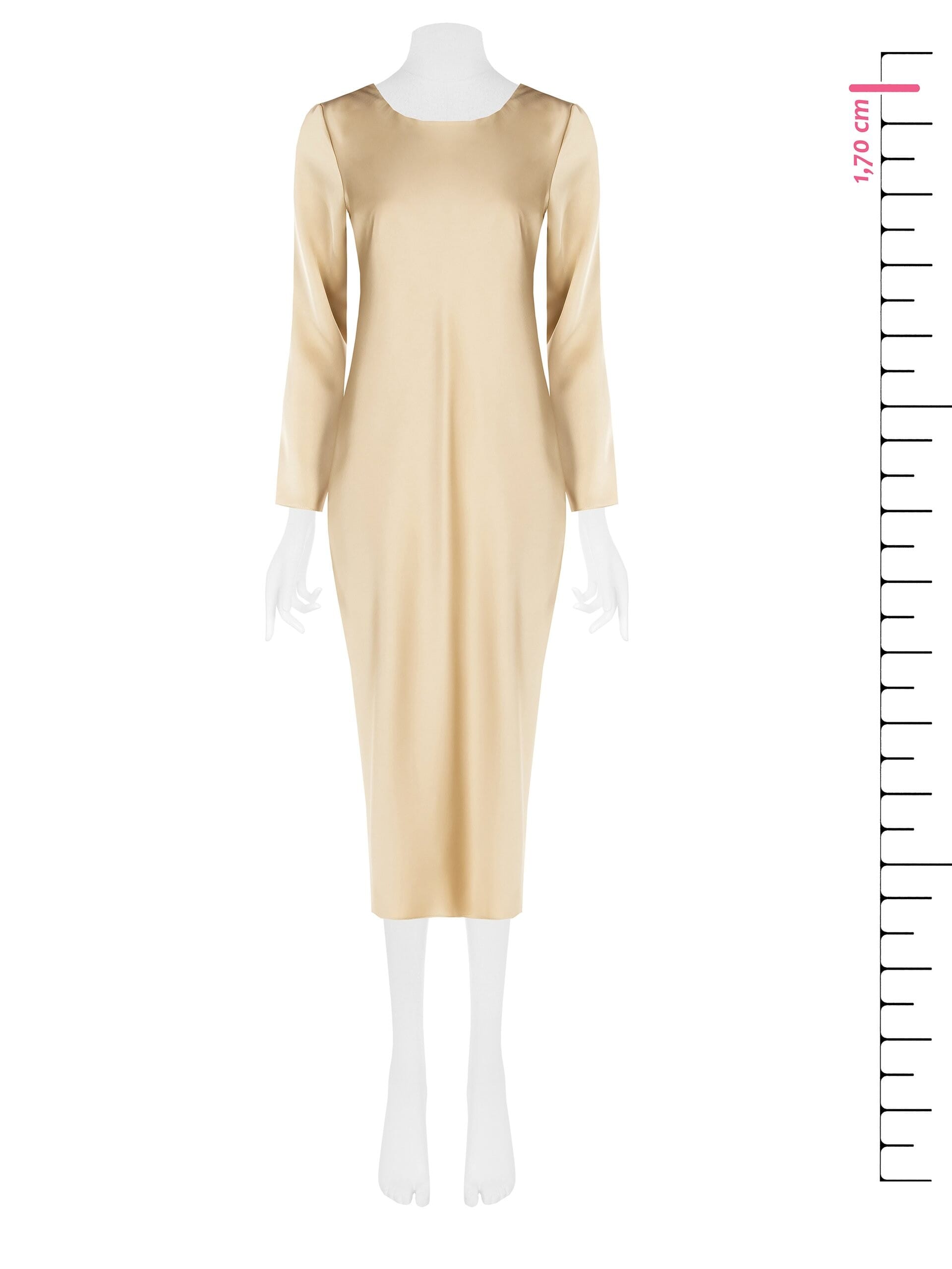 Satin Midi-Dress With Ring Neckline Behind Rinascimento