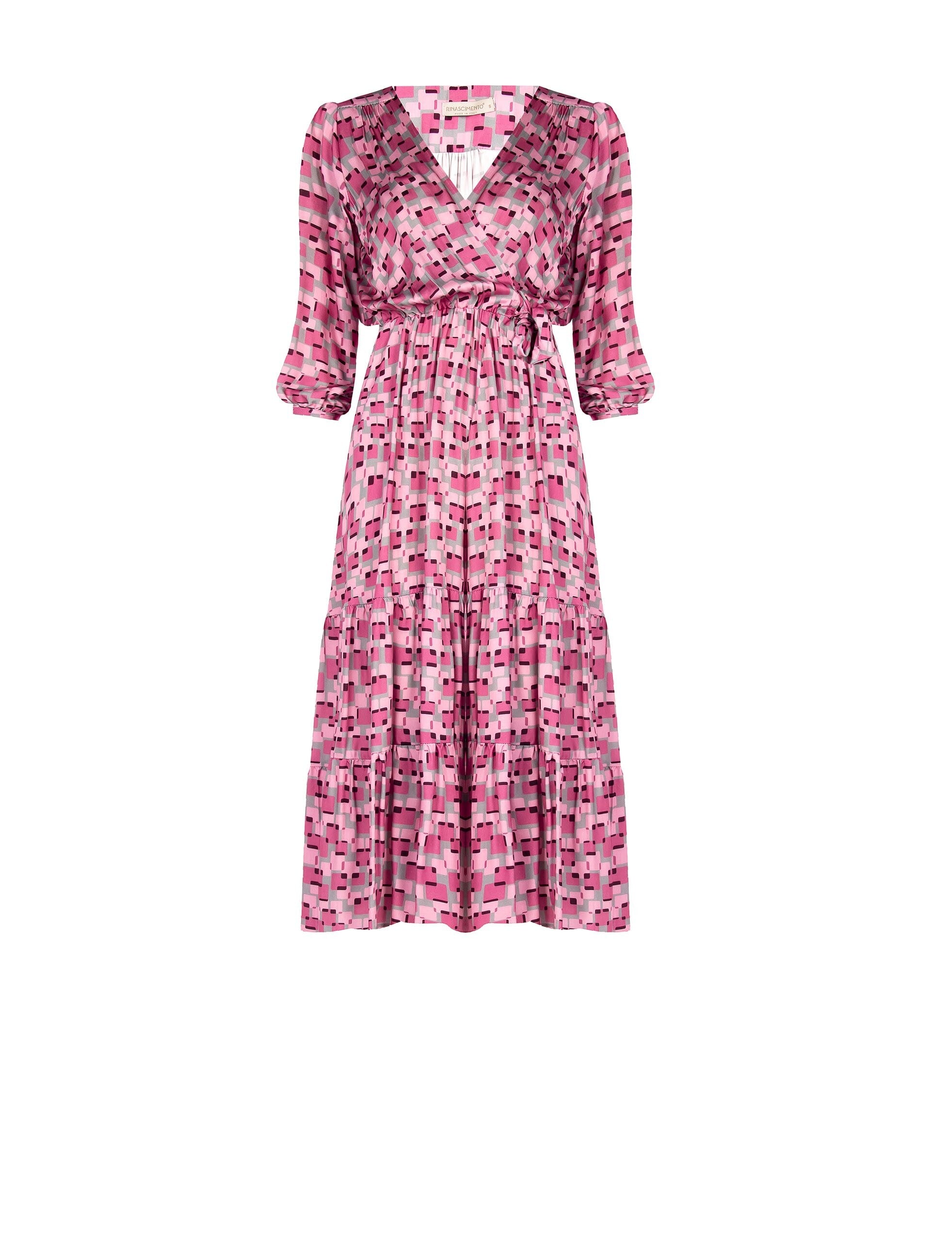 Long Printed Dress With Cross-over Rinascimento Top