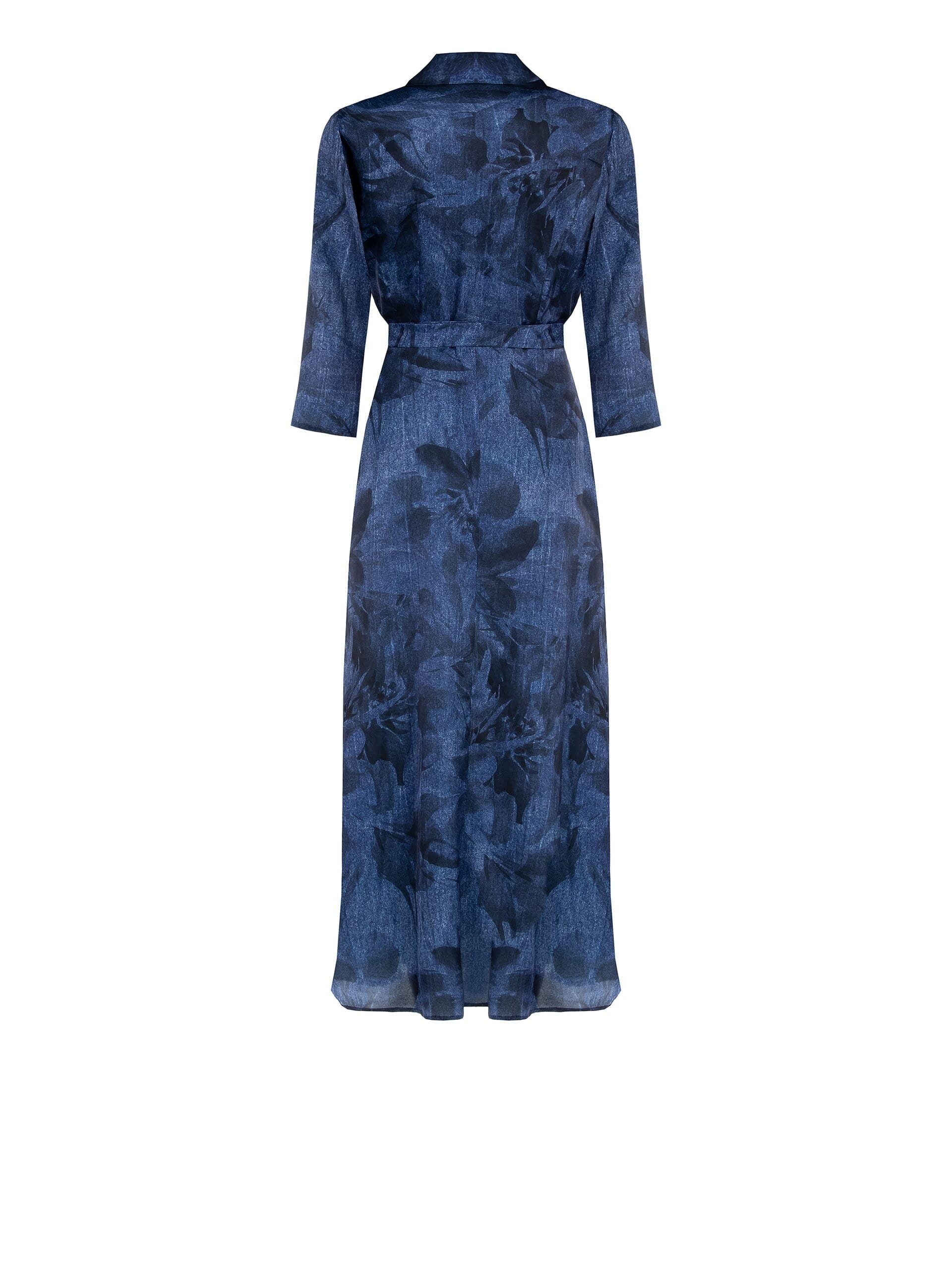 Denim Effect Print Chemisier Long Dress With Rinascimento Belt