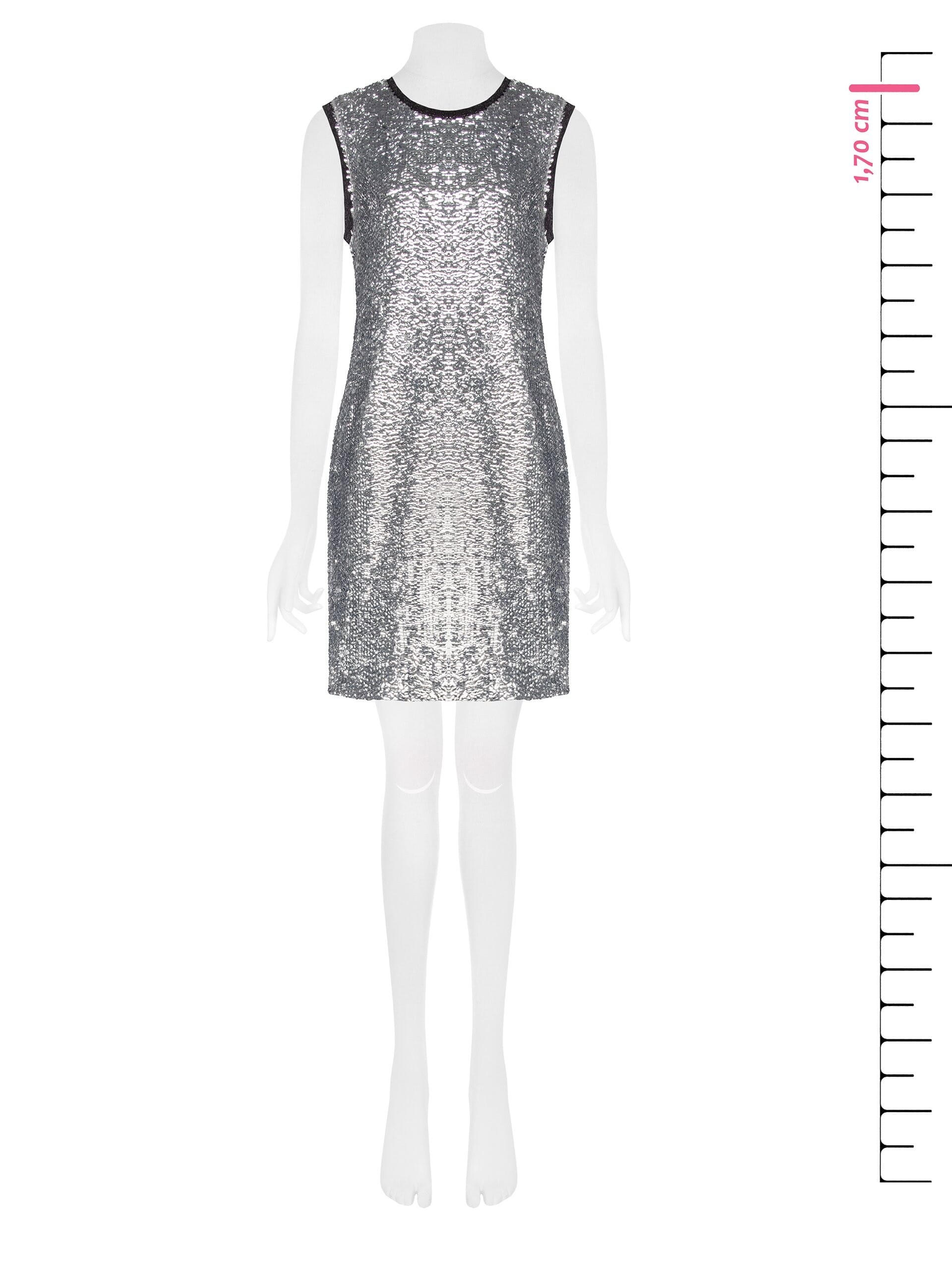 Short Sequin Covered Dress With Crew Neck And Lurex Armholes Rinascimento