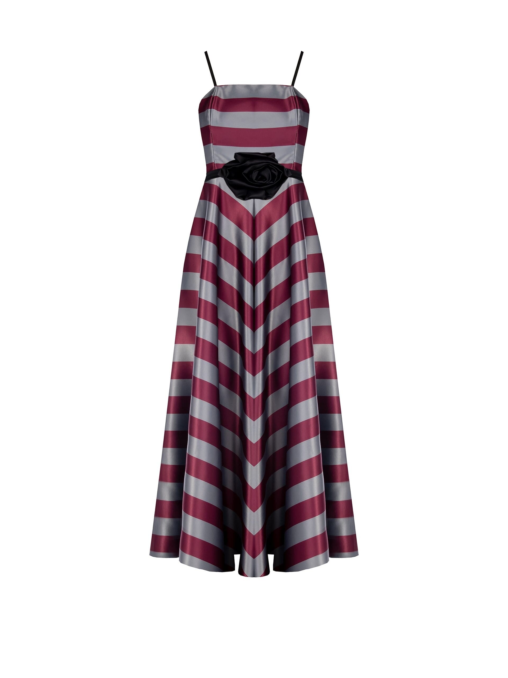 Satin Long Dress With Pink Rinascimento Belt