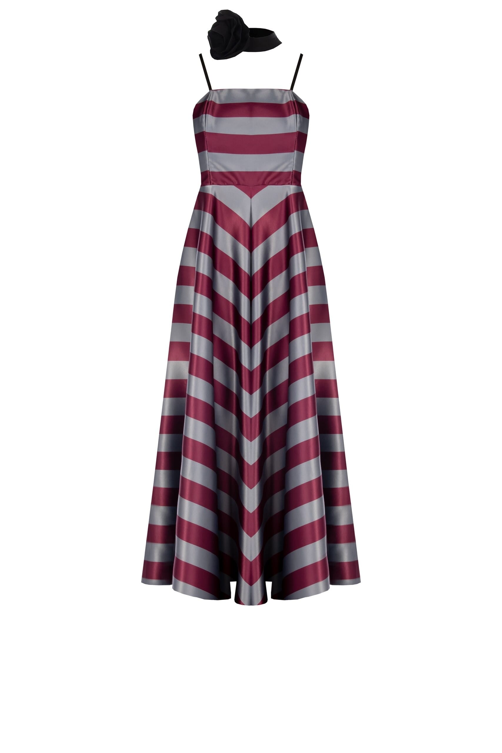 Satin Long Dress With Pink Rinascimento Belt