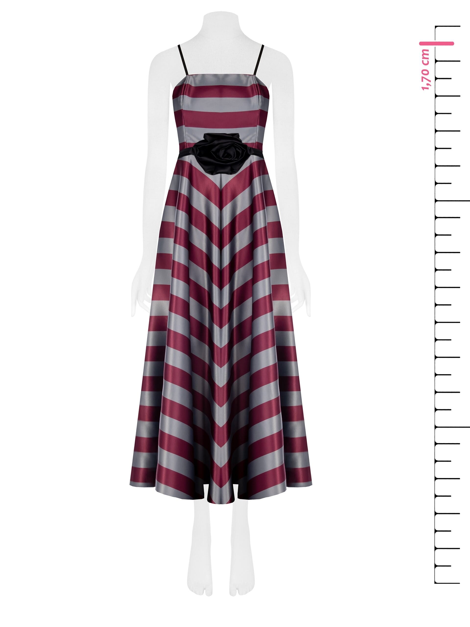 Satin Long Dress With Pink Rinascimento Belt