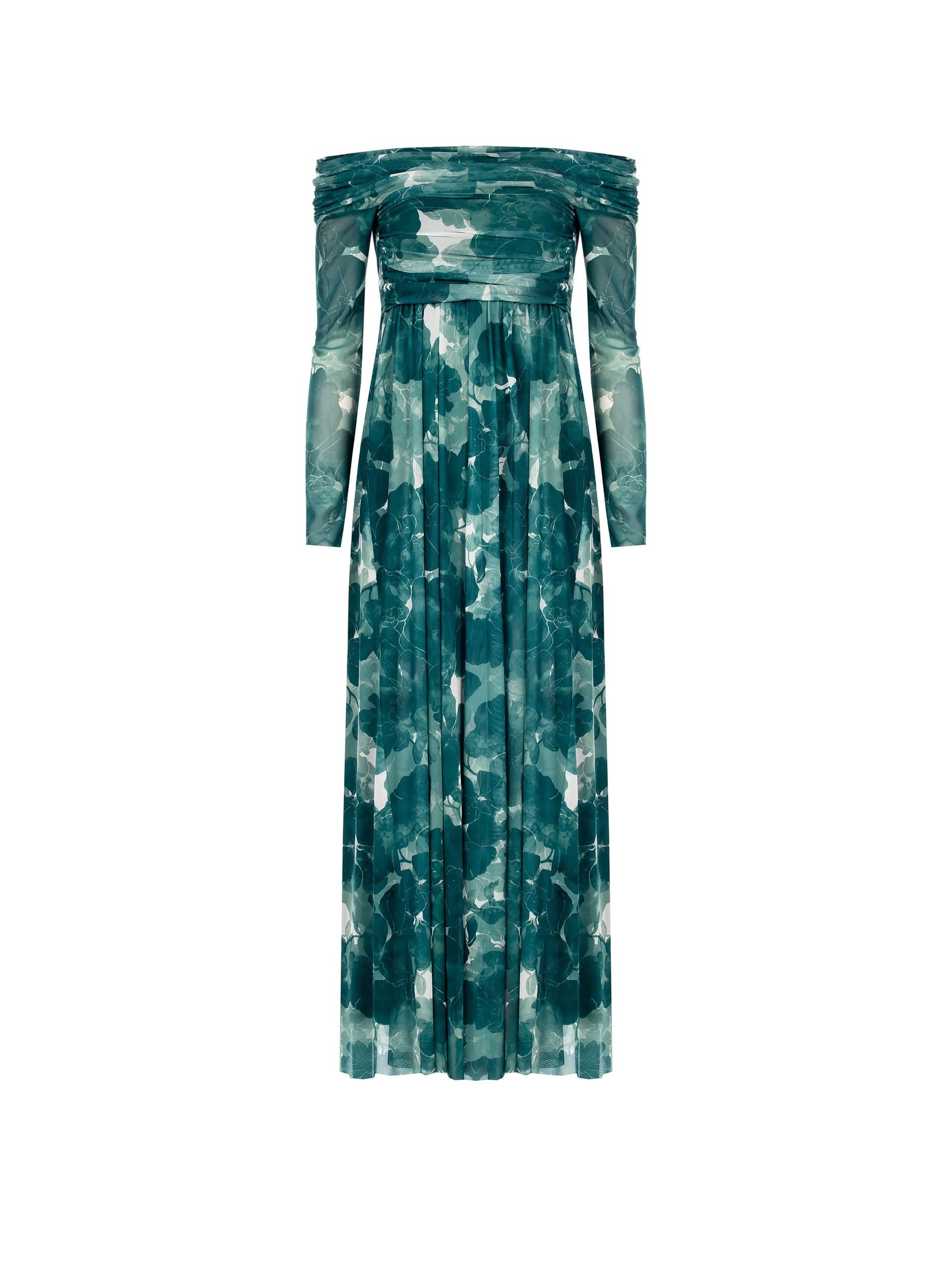 Abito Lungo A Ruota In Tulle Elasticizzato Rinascimento