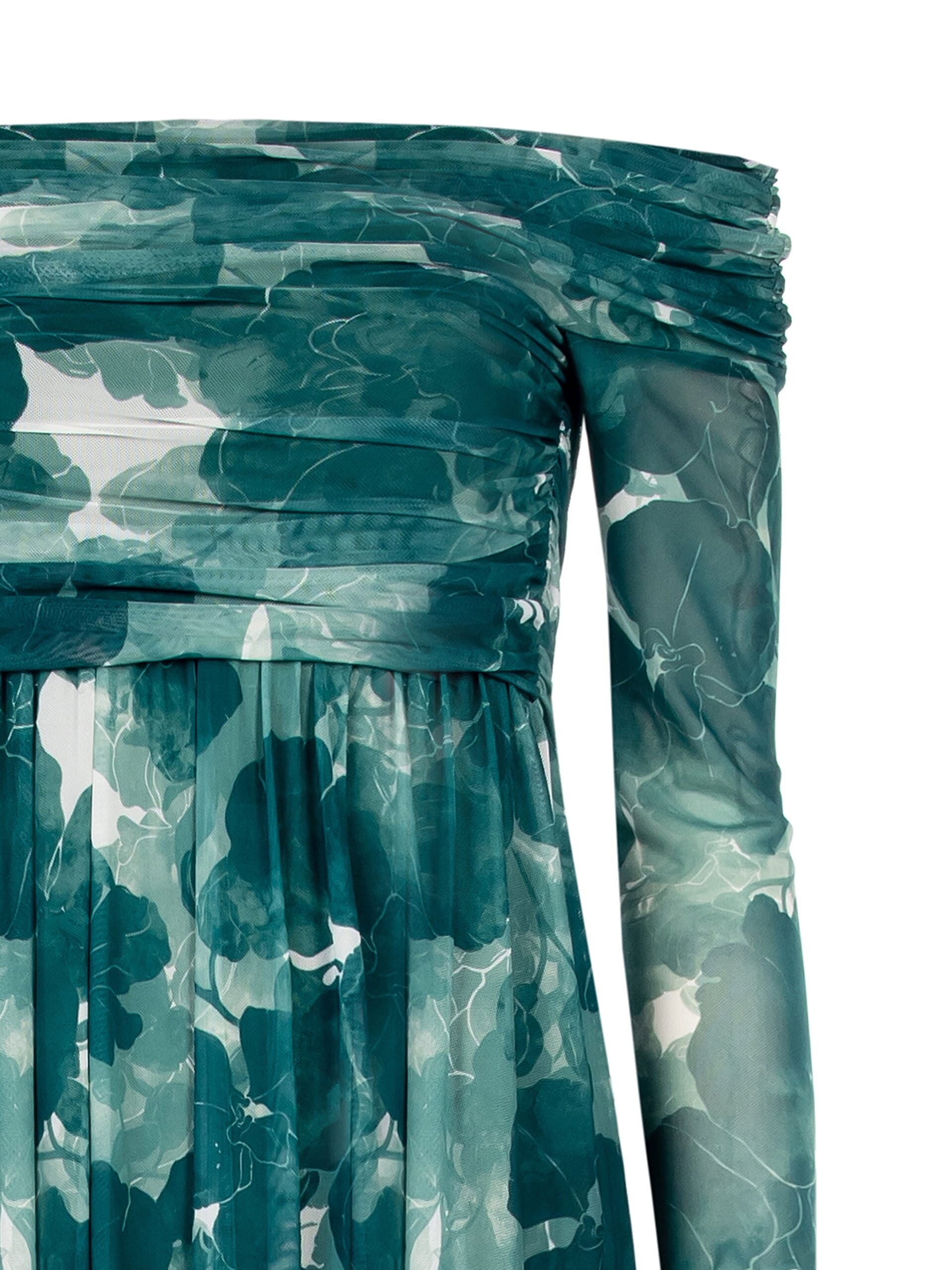 Abito Lungo A Ruota In Tulle Elasticizzato Rinascimento