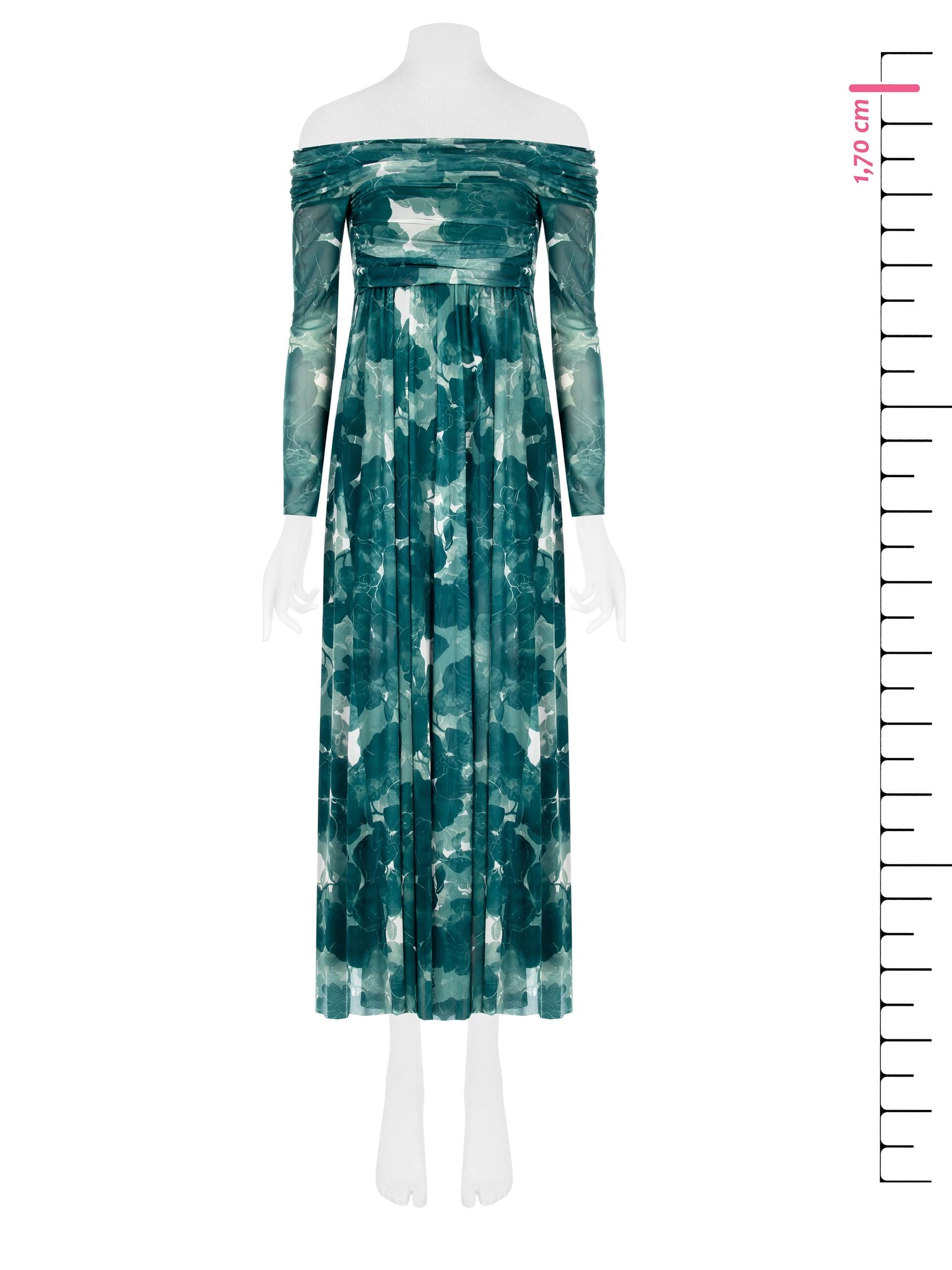 Abito Lungo A Ruota In Tulle Elasticizzato Rinascimento