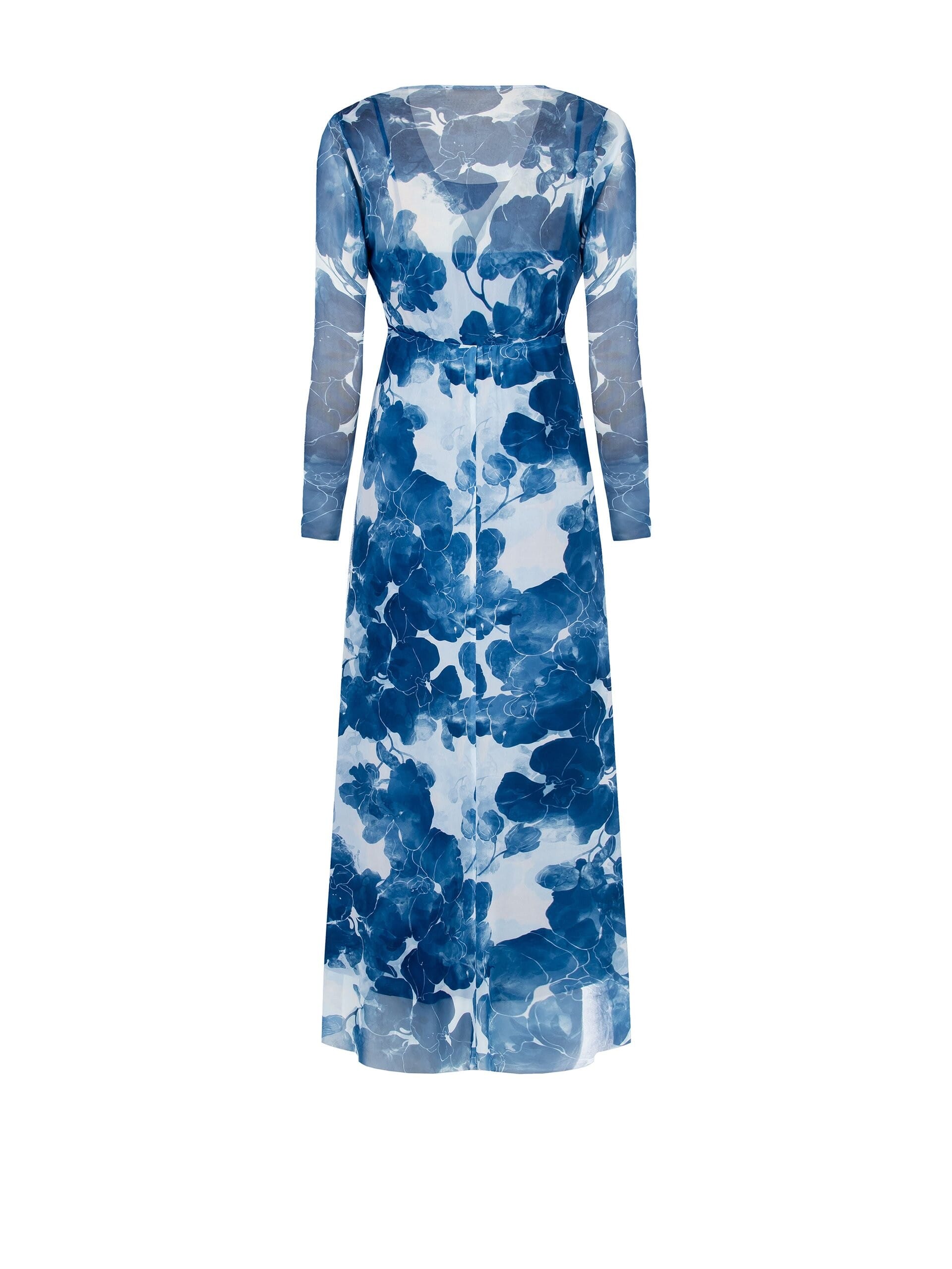 Abito Lungo In Tulle Elasticizzato Con Scollo A V Annodato Rinascimento