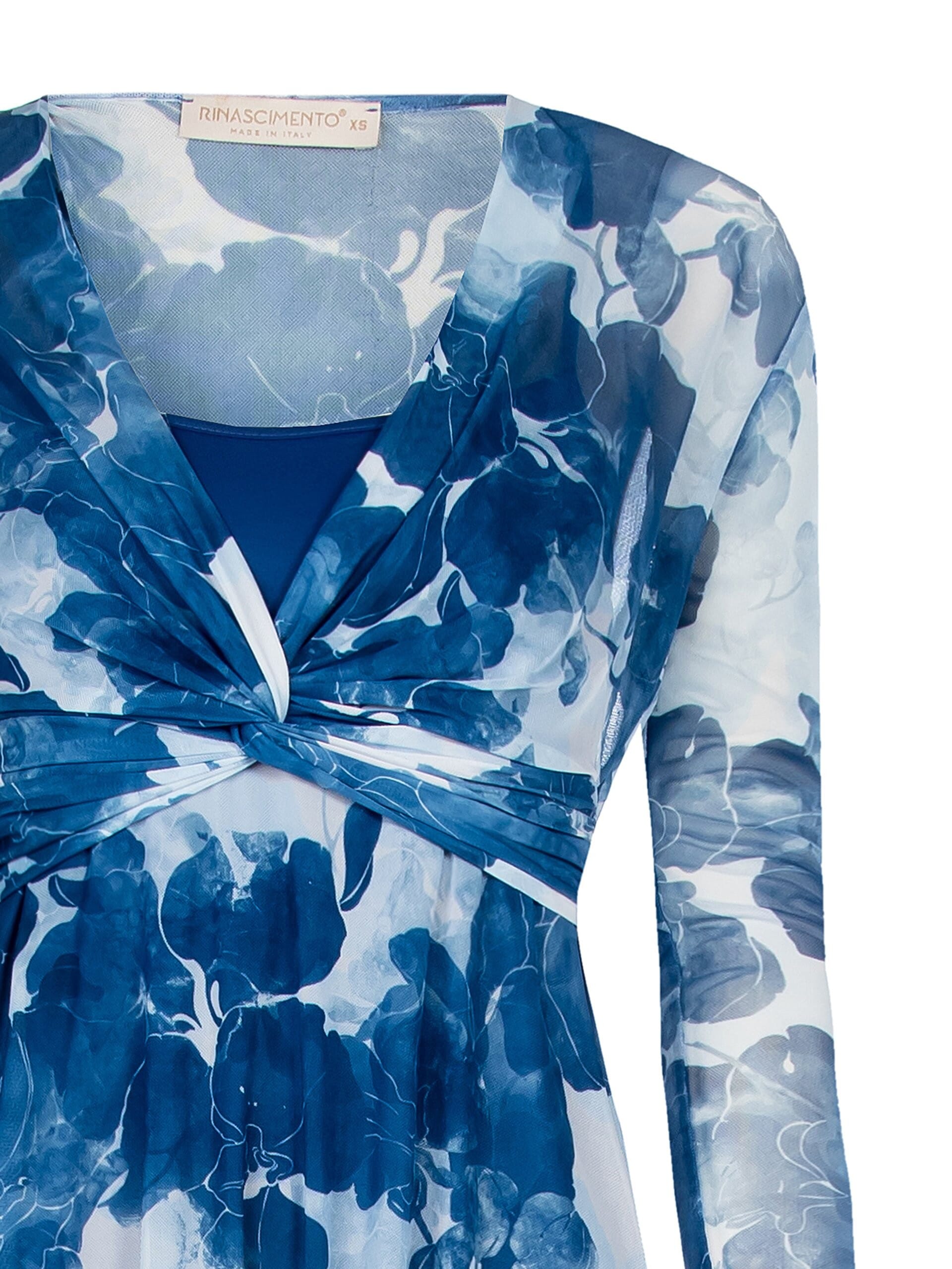 Abito Lungo In Tulle Elasticizzato Con Scollo A V Annodato Rinascimento