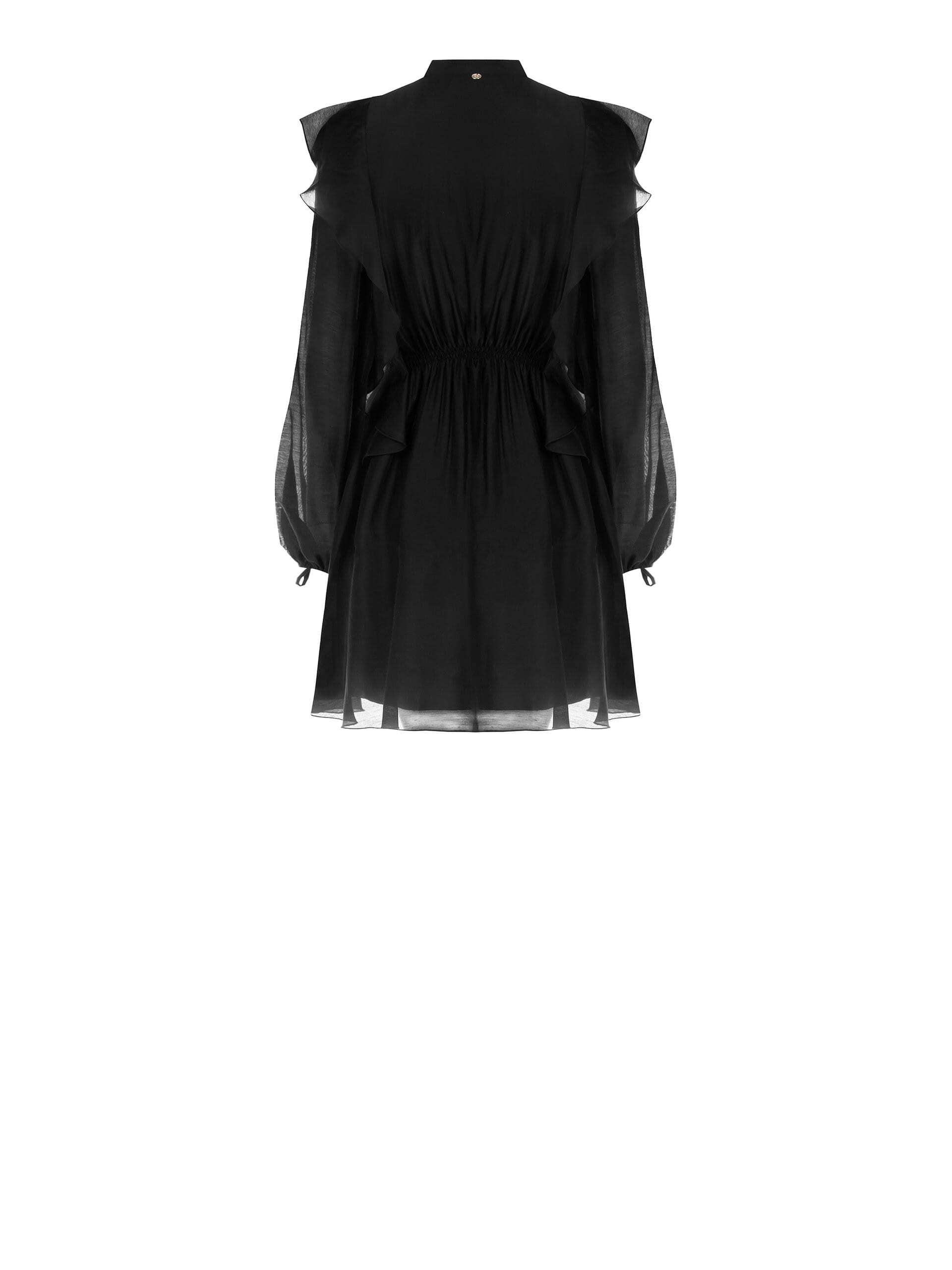 Robe courte en fibres écologiques avec volants et liens Rinascimento