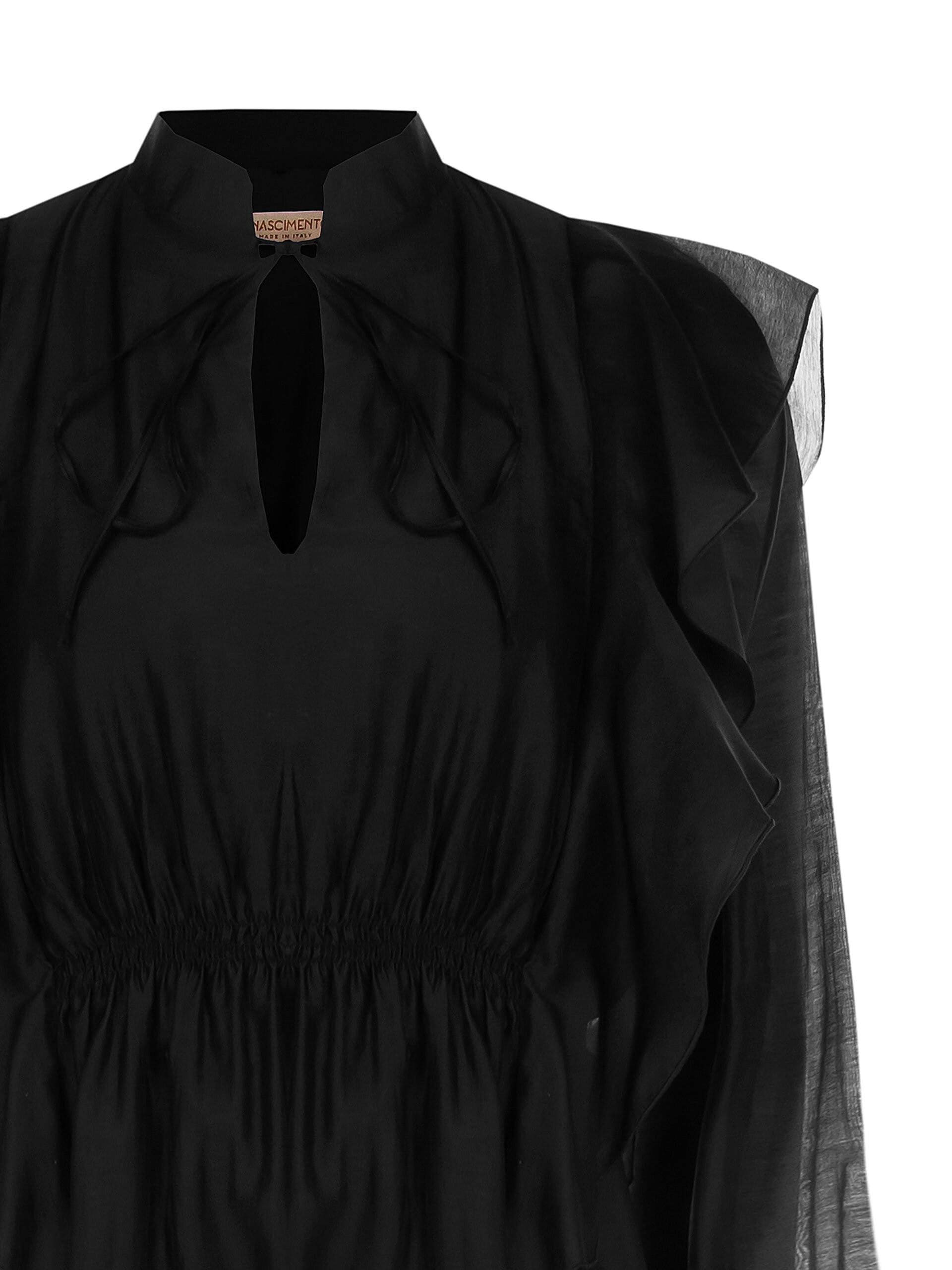 Robe courte en fibres écologiques avec volants et liens Rinascimento