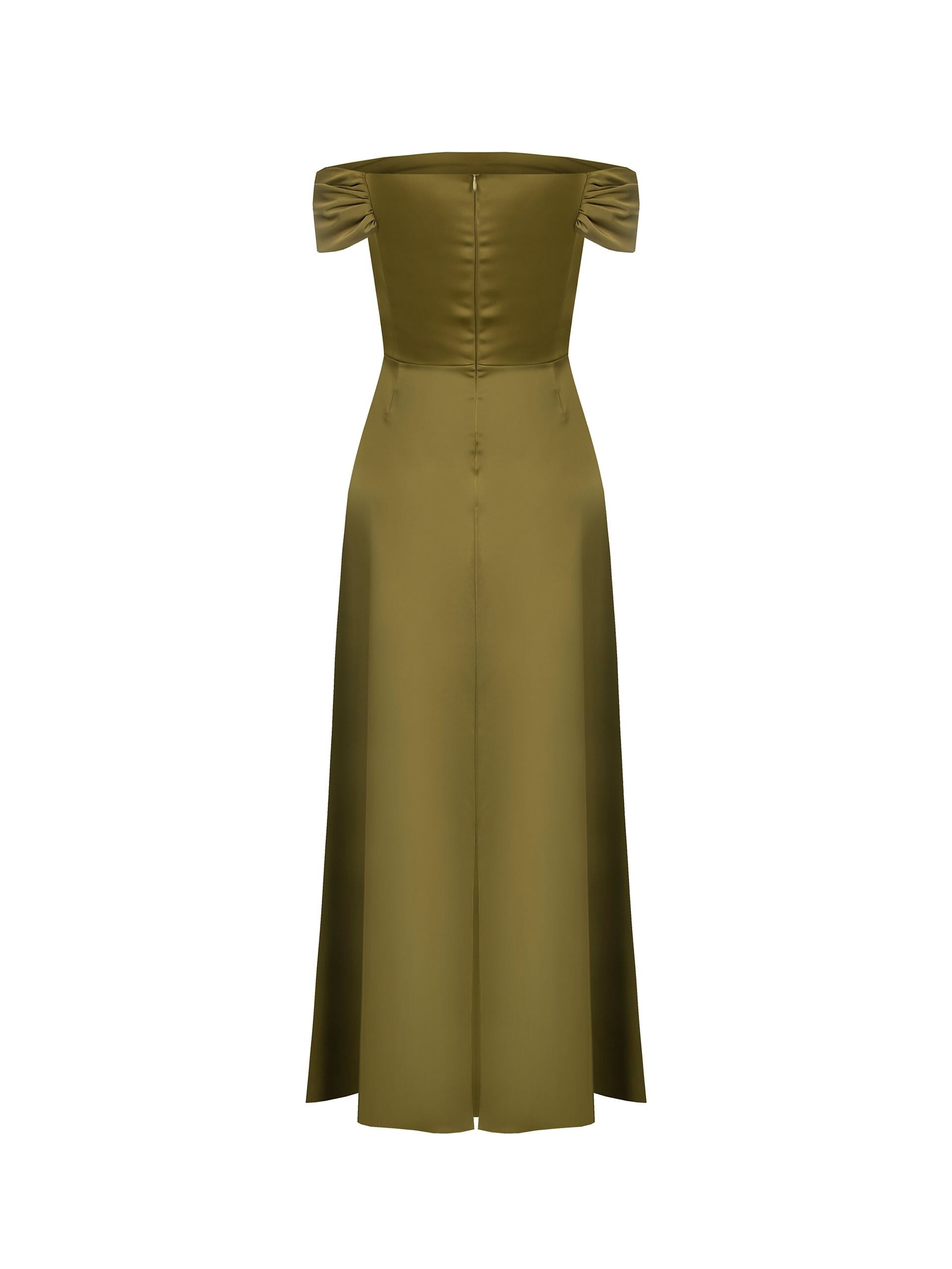 Long Satin Bustier Dress With Splits And Side Slit Rinascimento