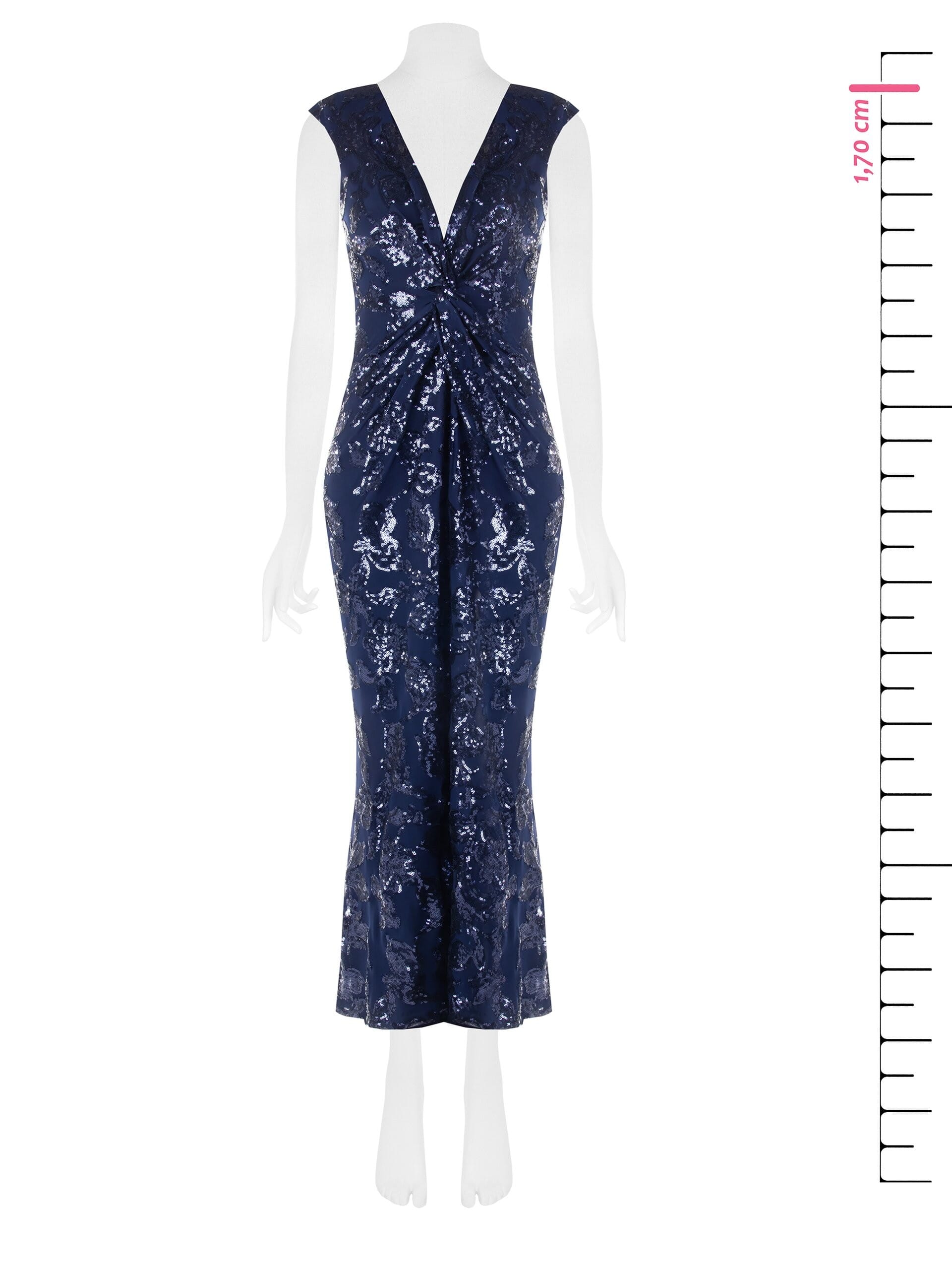 Rinascimento Long Mesh Sheath Dress With Sequins And Front Slit