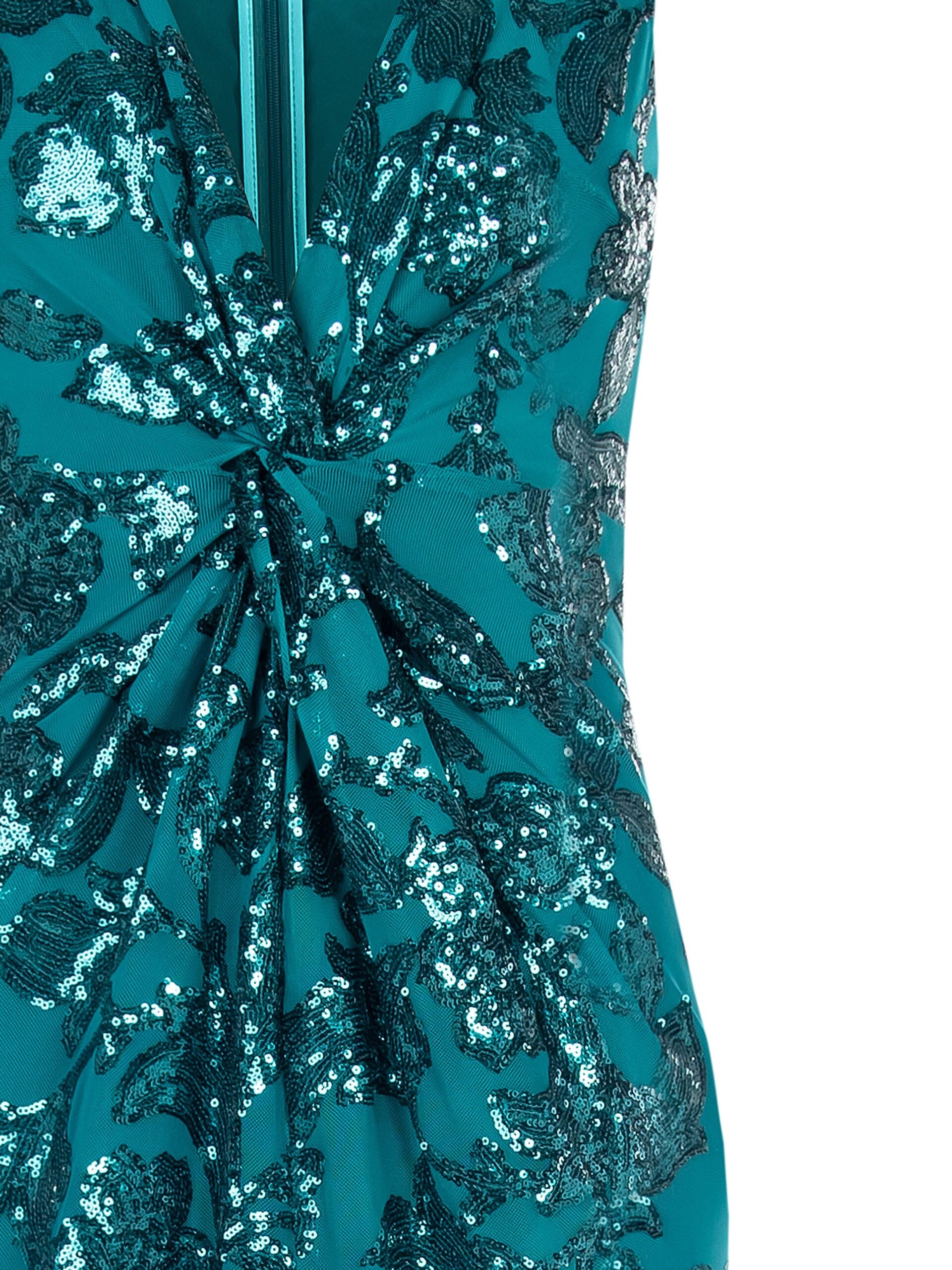 Rinascimento Long Mesh Sheath Dress With Sequins And Front Slit