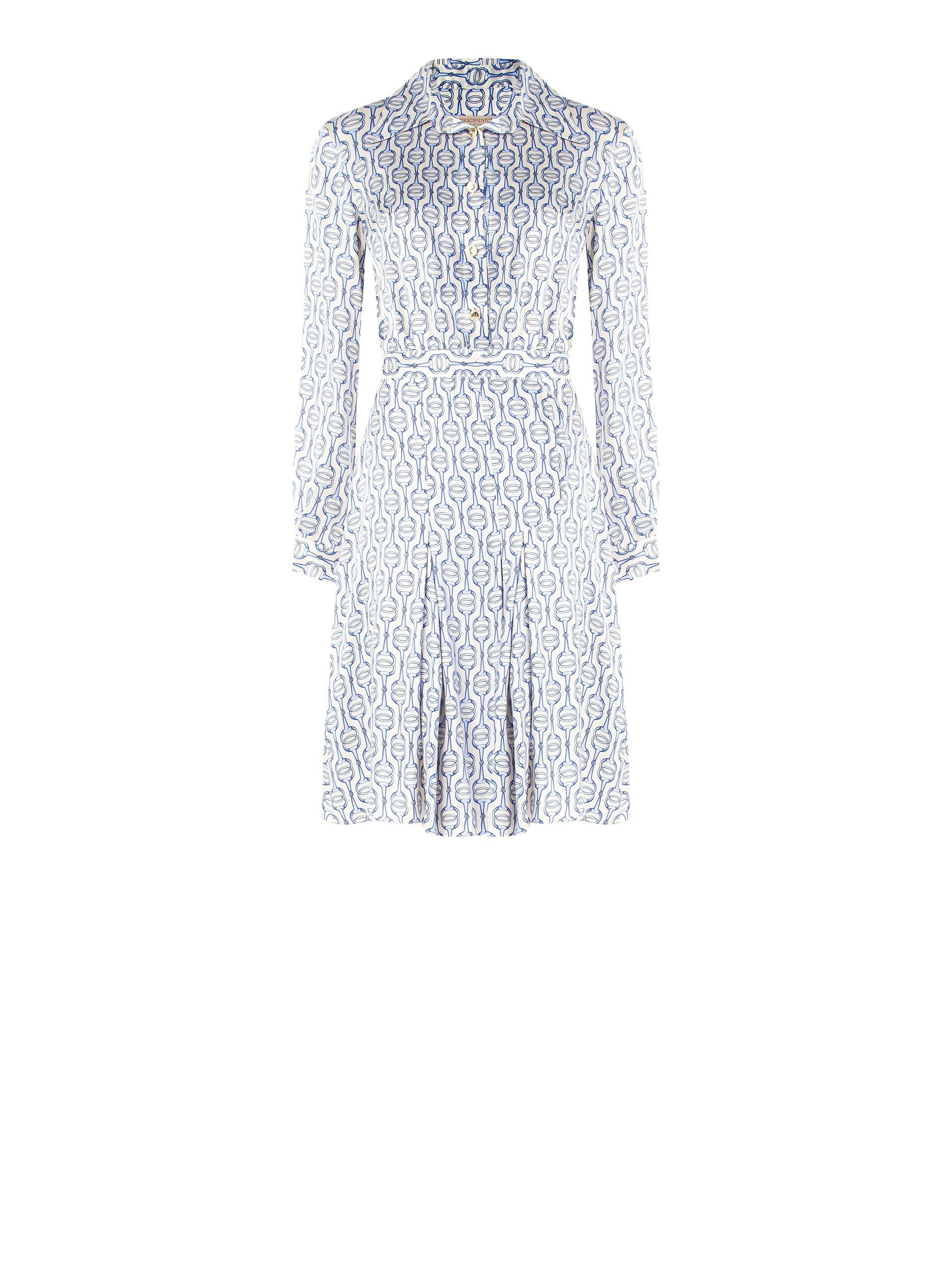 Abito Chemisier A Ruota A Pieghe In Viscosa Rinascimento