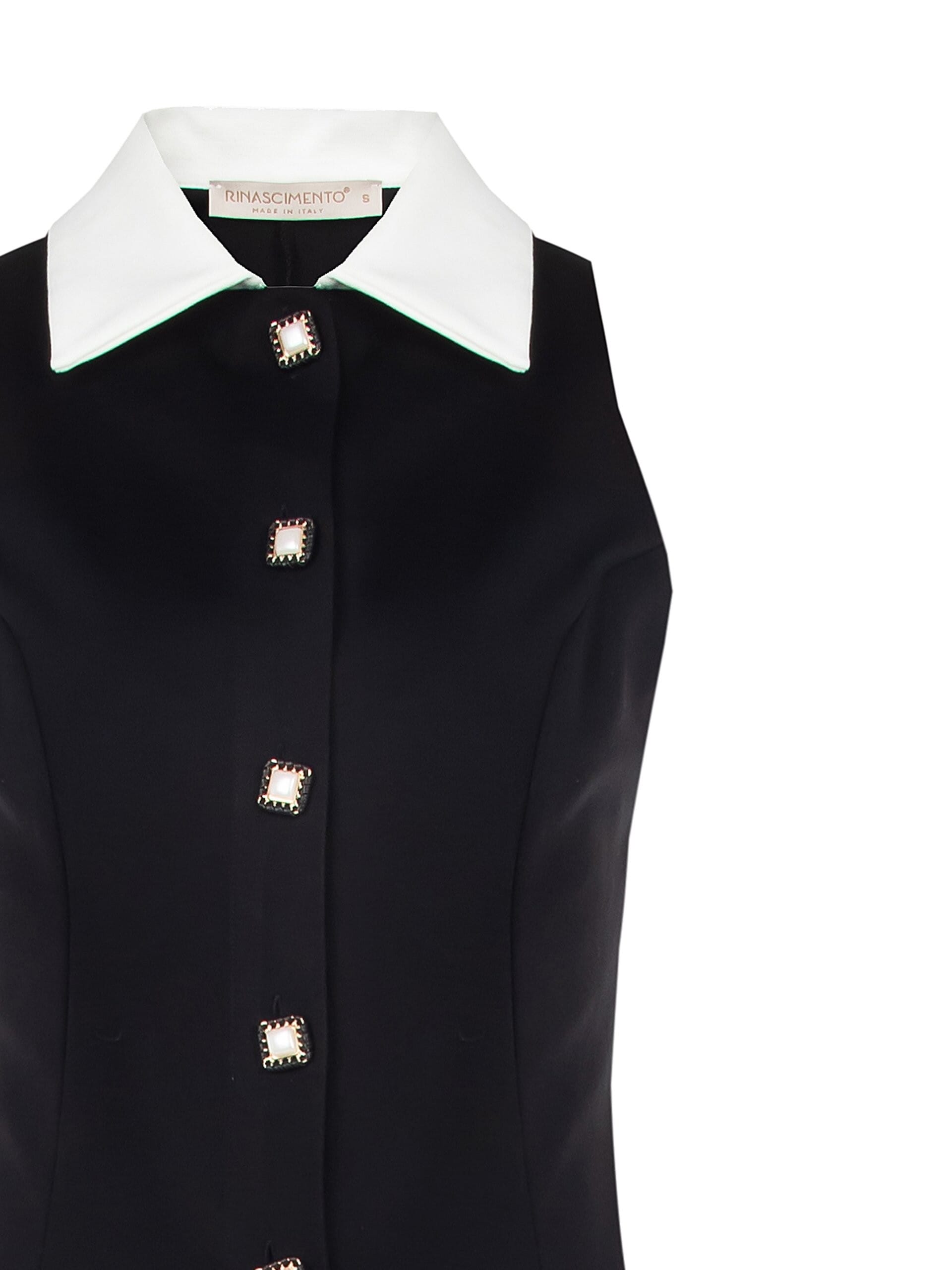 Short Tube Dress In Milan Stitch With Jewel Buttons Rinascimento