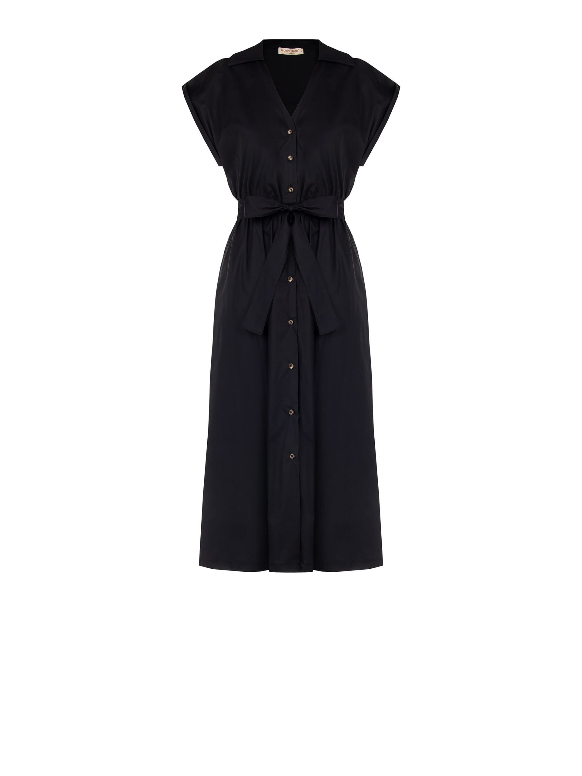 Robe midi en coton et nylon avec encolure en V et ceinture coordonnée Rinascimento