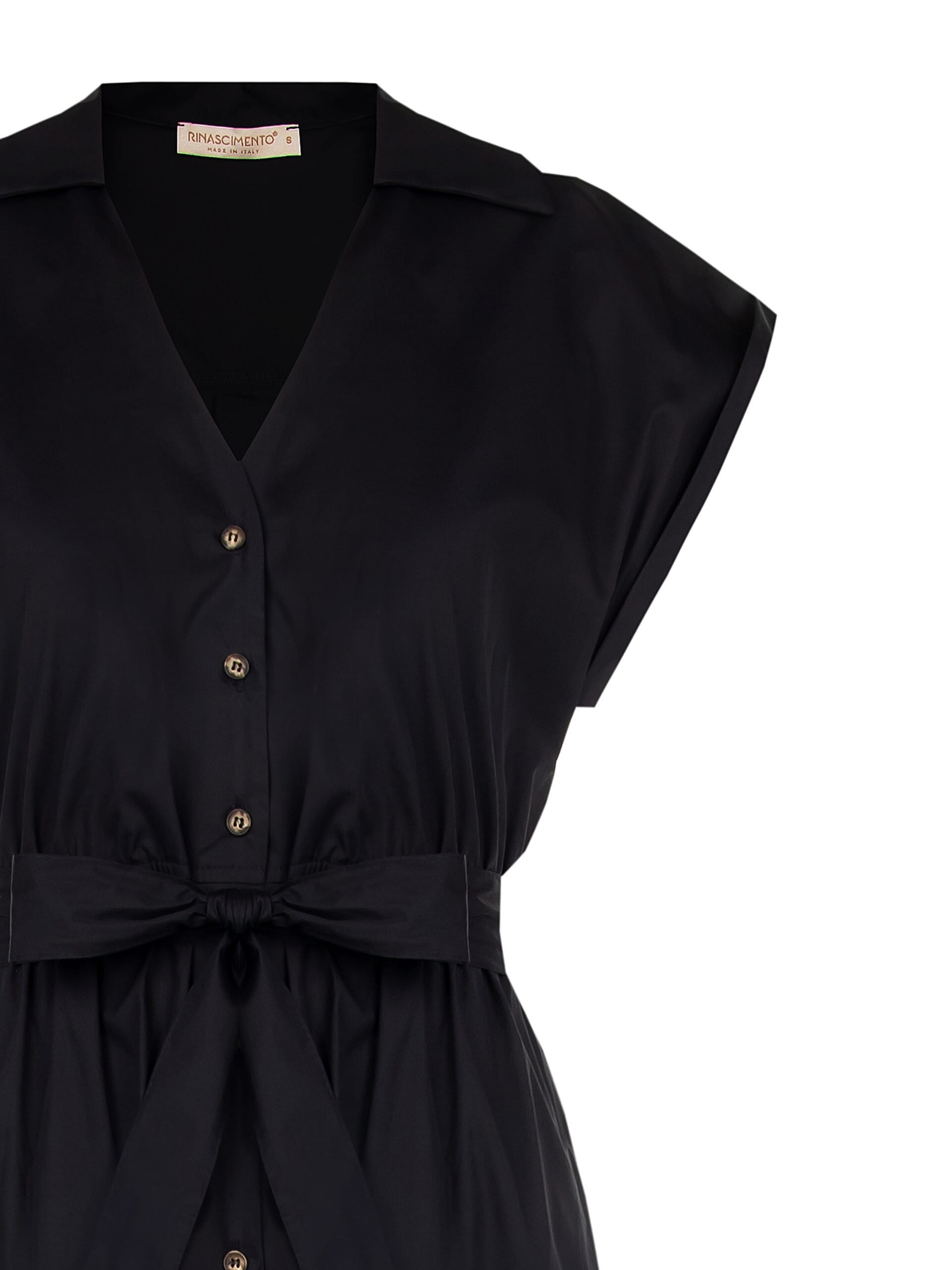 Robe midi en coton et nylon avec encolure en V et ceinture coordonnée Rinascimento