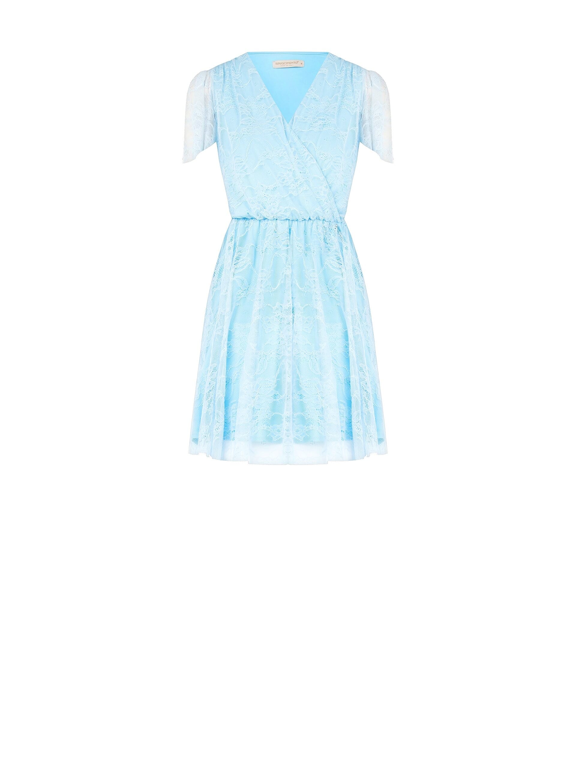 Abito Corto A Ruota In Pizzo Con Scollo A V Incrociato Rinascimento