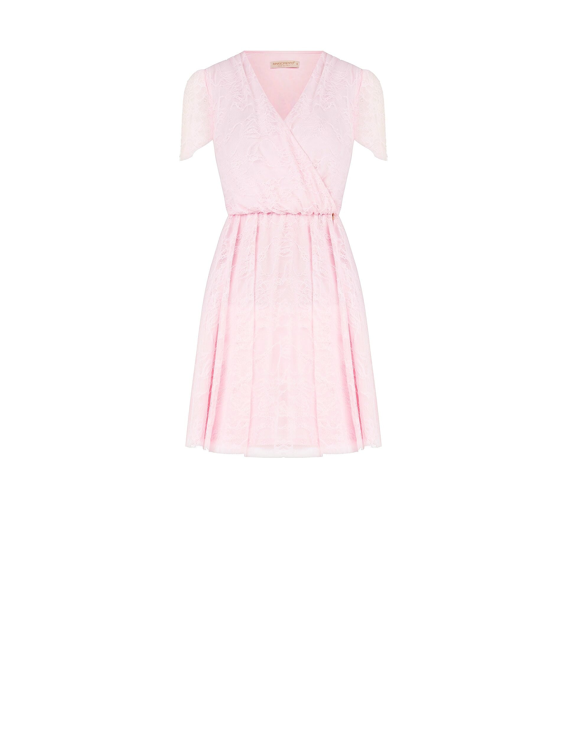 Abito Corto A Ruota In Pizzo Con Scollo A V Incrociato Rinascimento