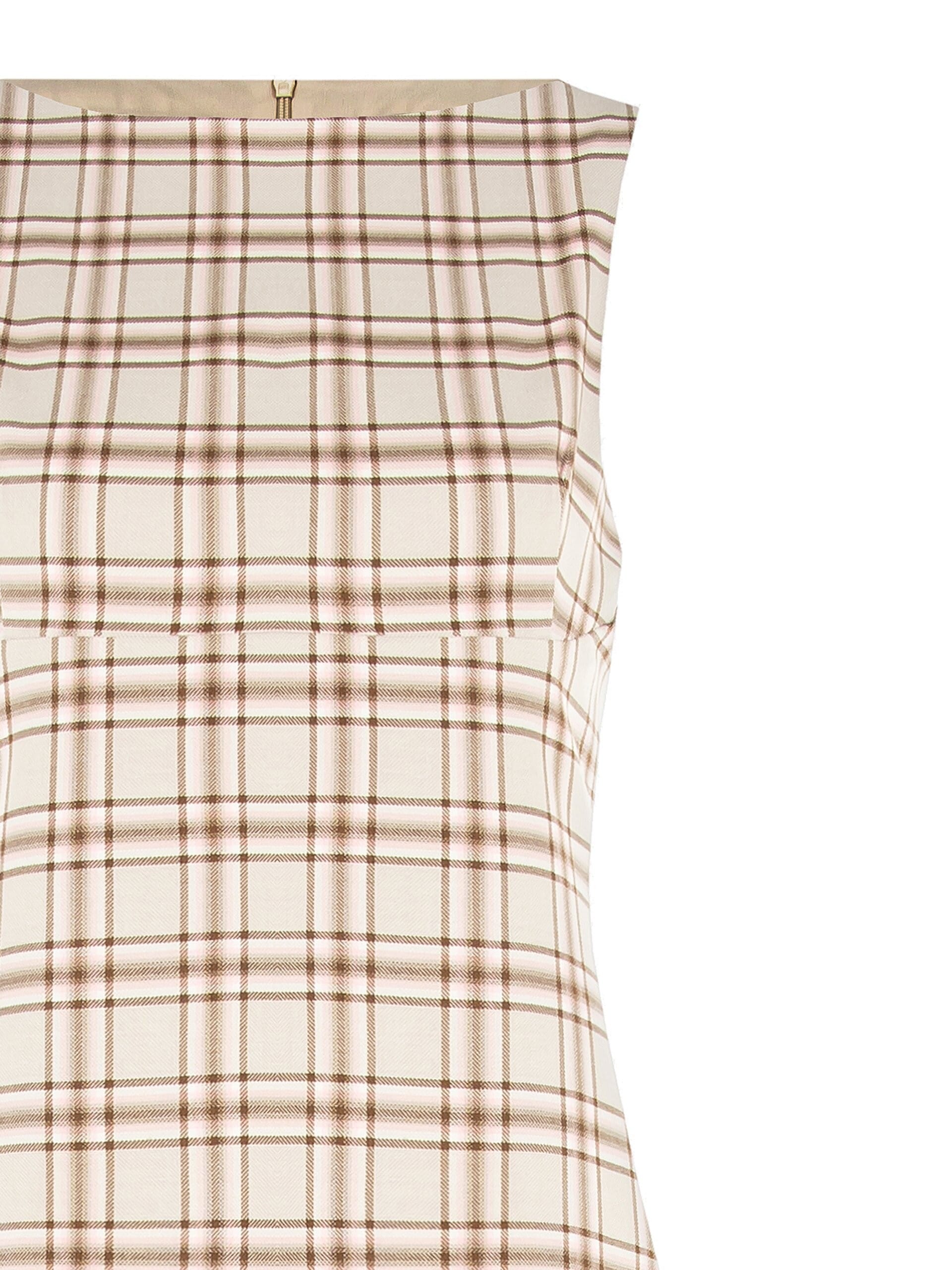 Abito Corto A Ruota In Poliviscosa A Quadri Con Dettaglio Plissé Rinascimento