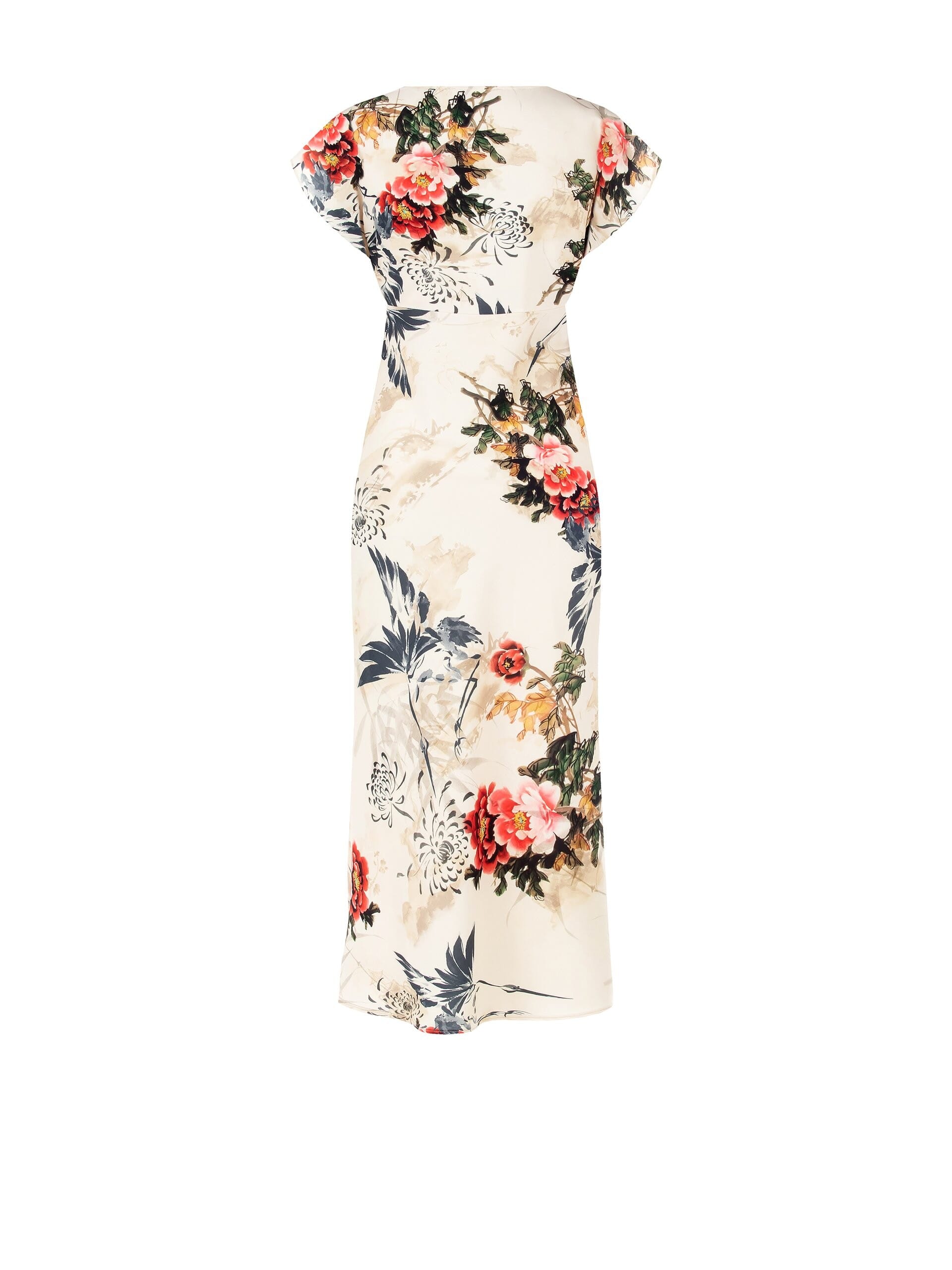 Rinascimento V-Neck Satin Pleated Long Dress