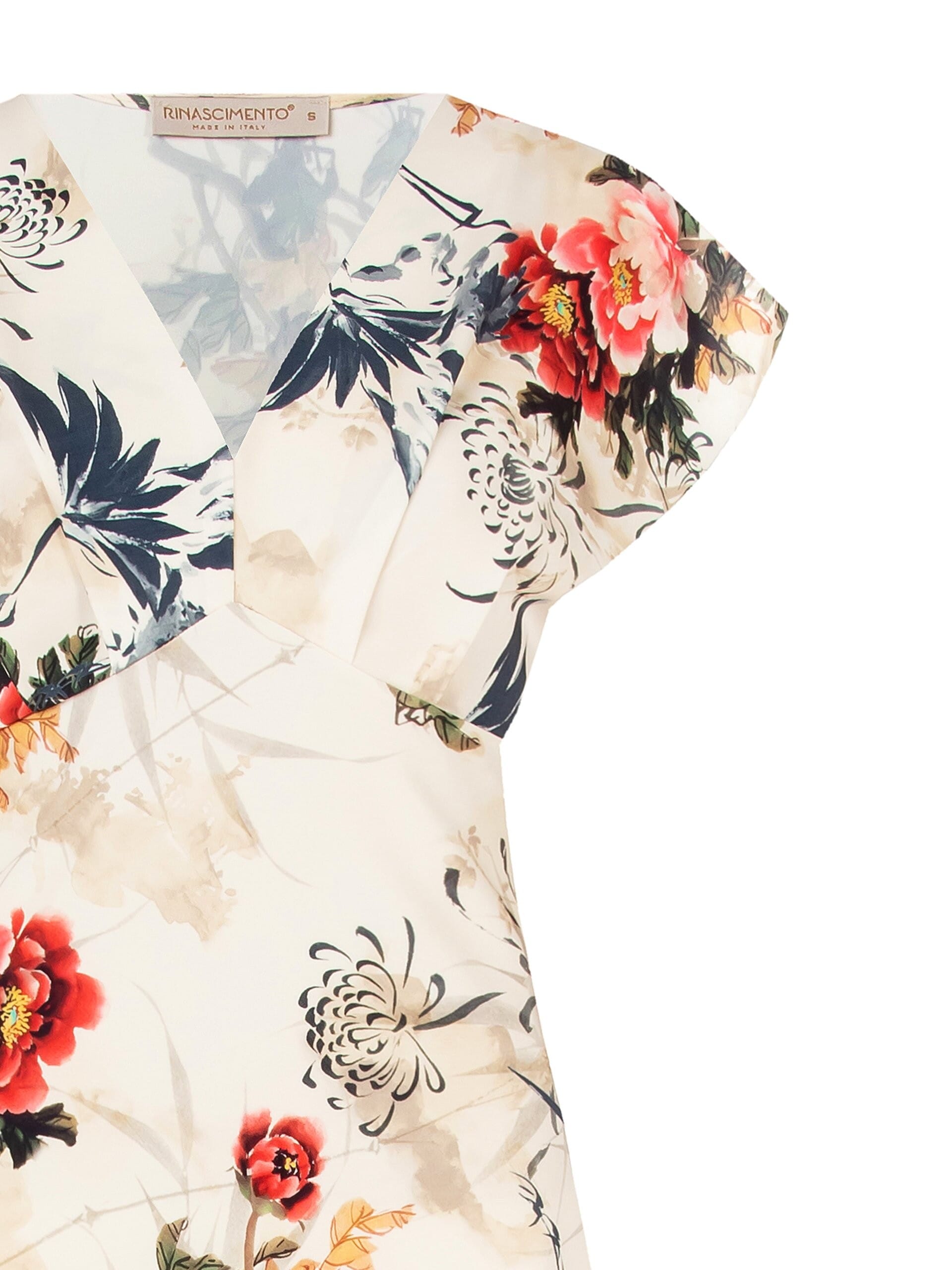 Rinascimento V-Neck Satin Pleated Long Dress