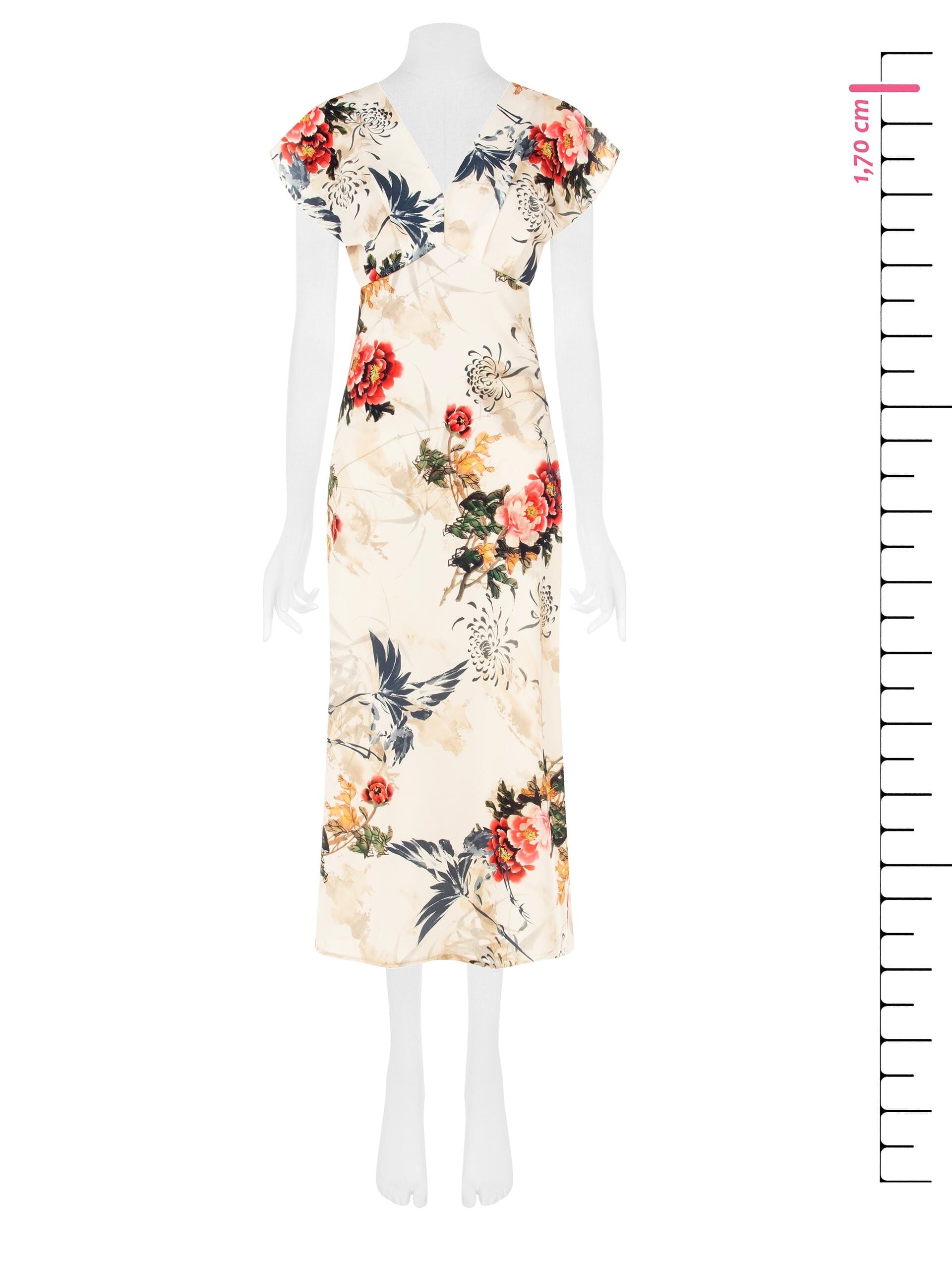 Rinascimento V-Neck Satin Pleated Long Dress