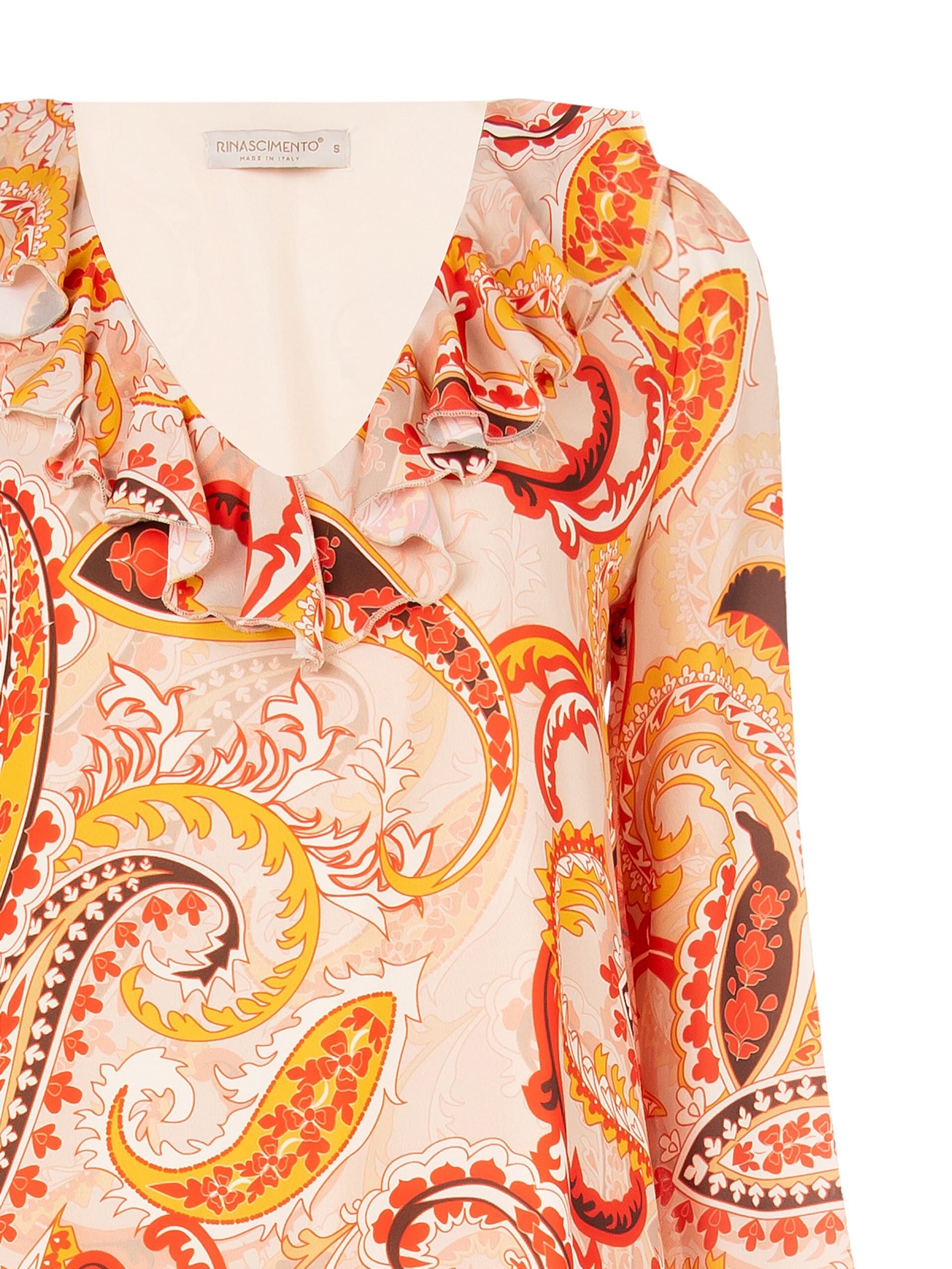 Short Apeze Dress With V-Neck And Ruffle Rinascimento