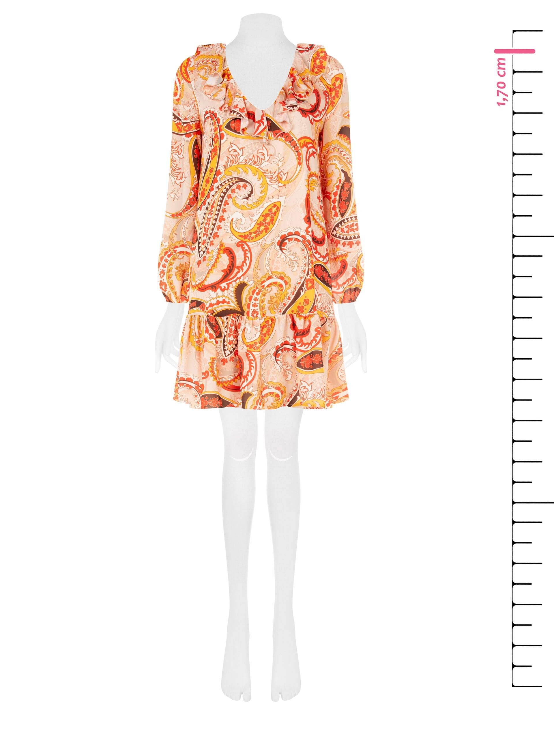 Short Apeze Dress With V-Neck And Ruffle Rinascimento