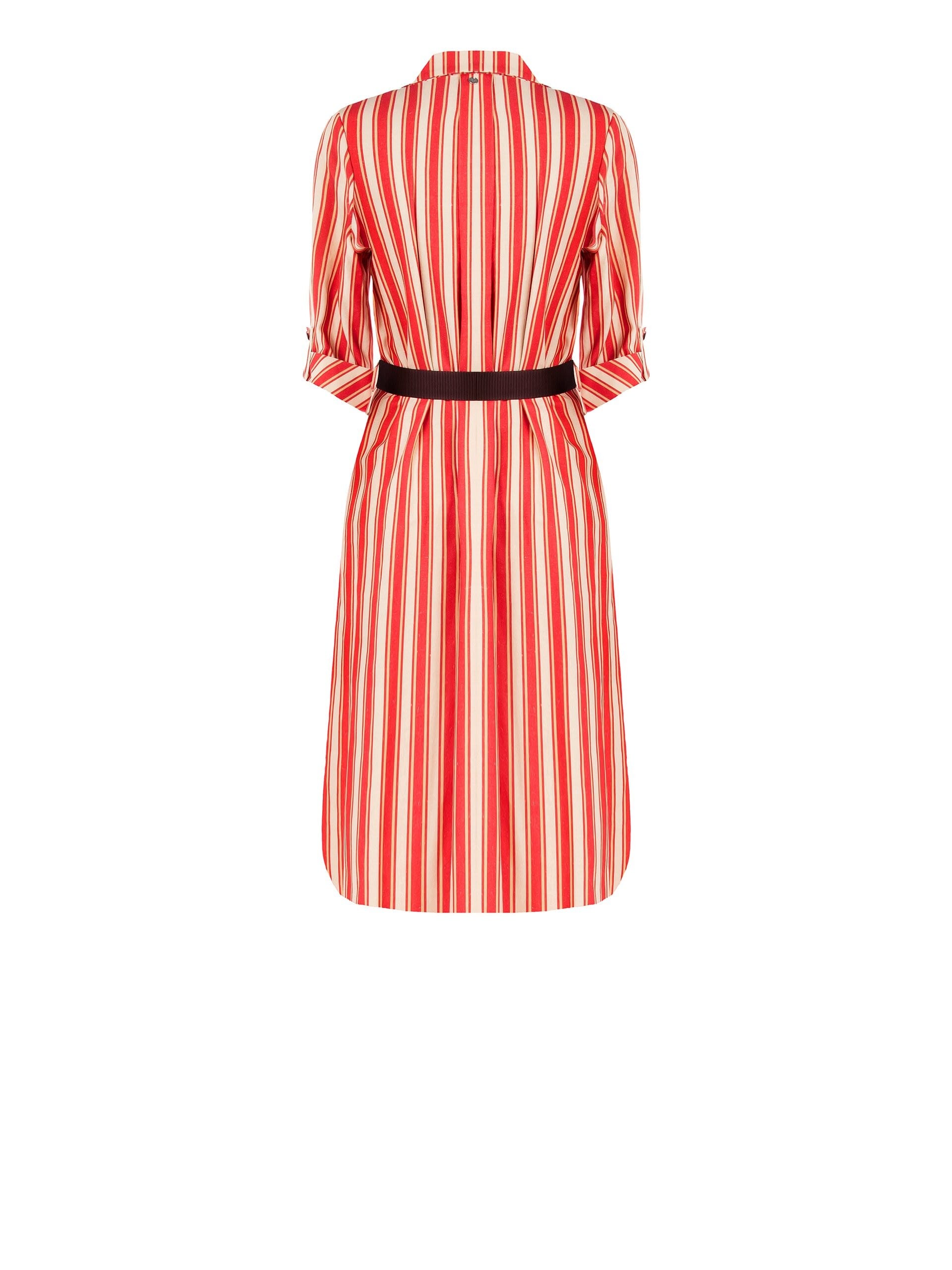 Mixed Viscose And Linen Chemisier Midi Dress With Matching Belt Rinascimento