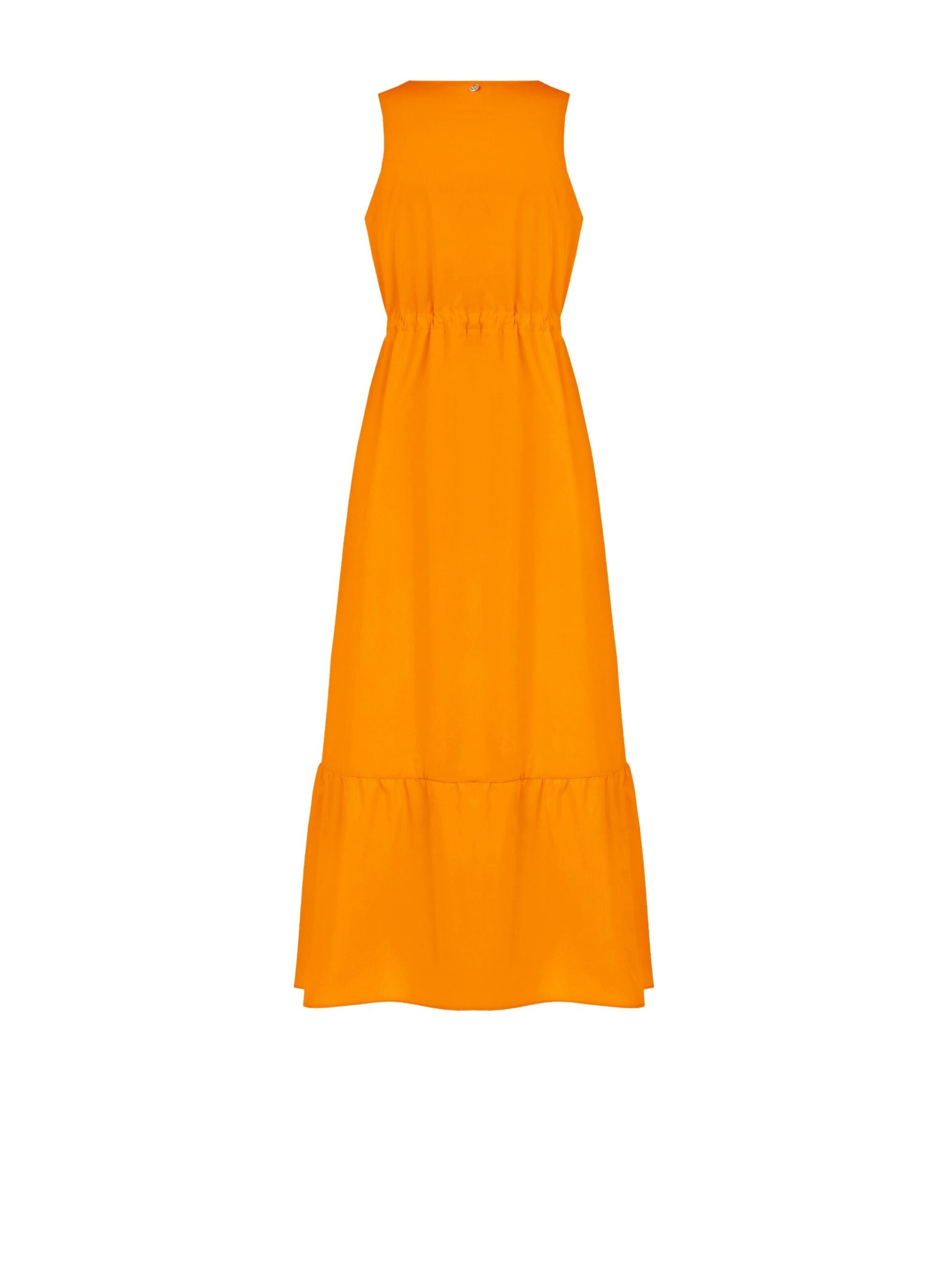 Long Cotton Dress With Drawstring Waist And V-neck Rinascimento