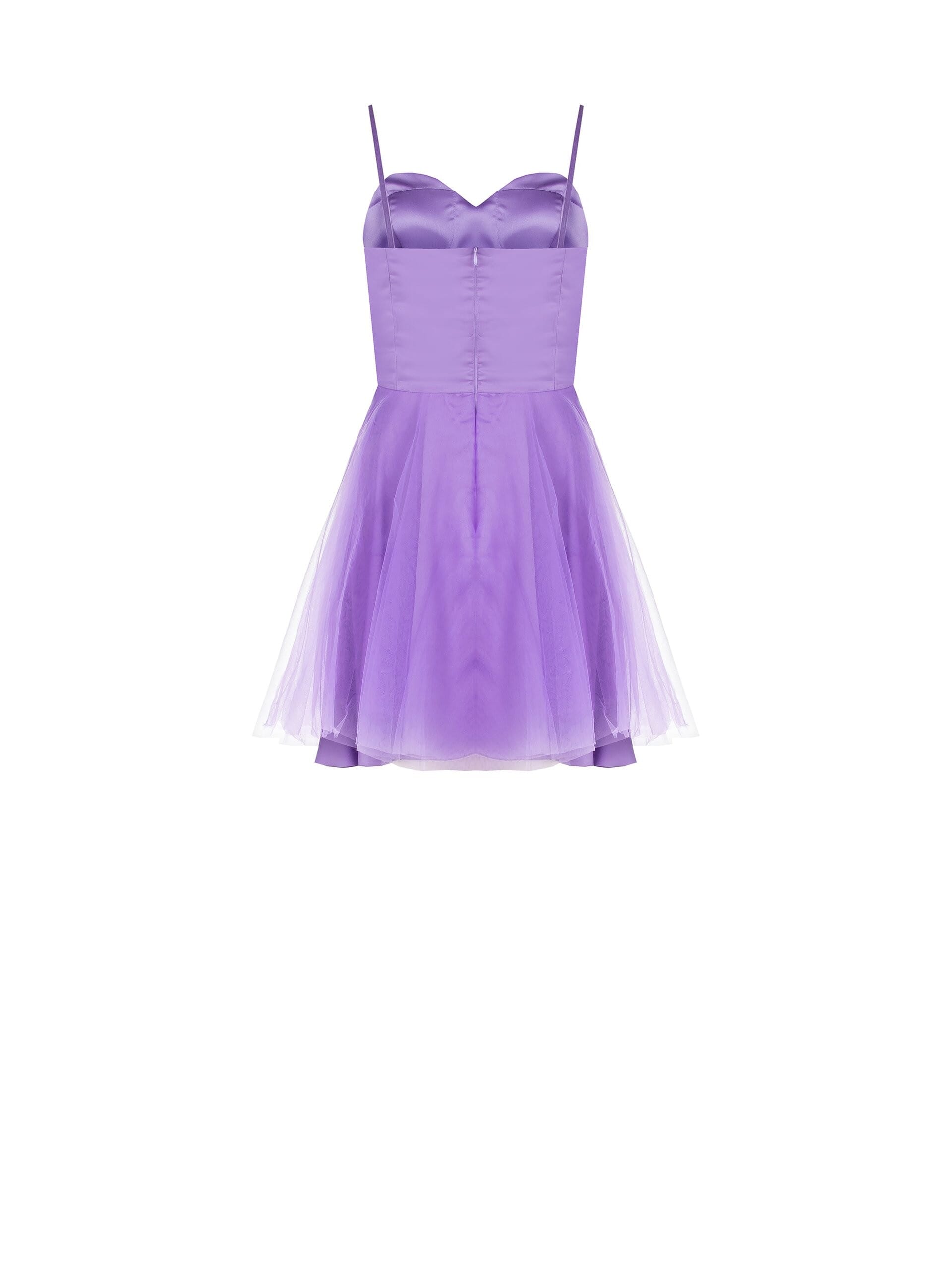 Robe de bal courte en tulle avec rinceaux de roses