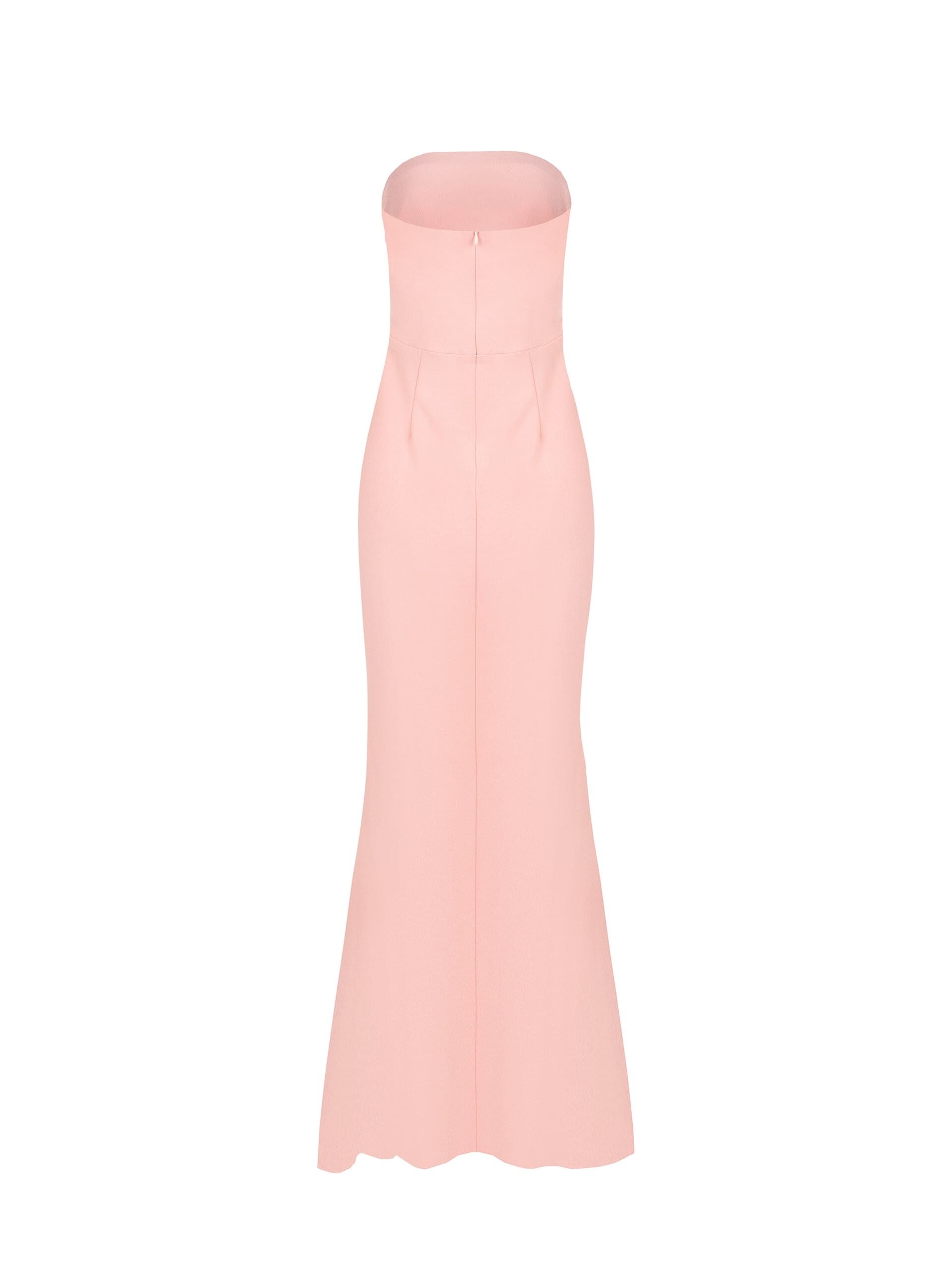 Asymmetrical Long Dress In Scuba Crepe With Gold Pin Rinascimento