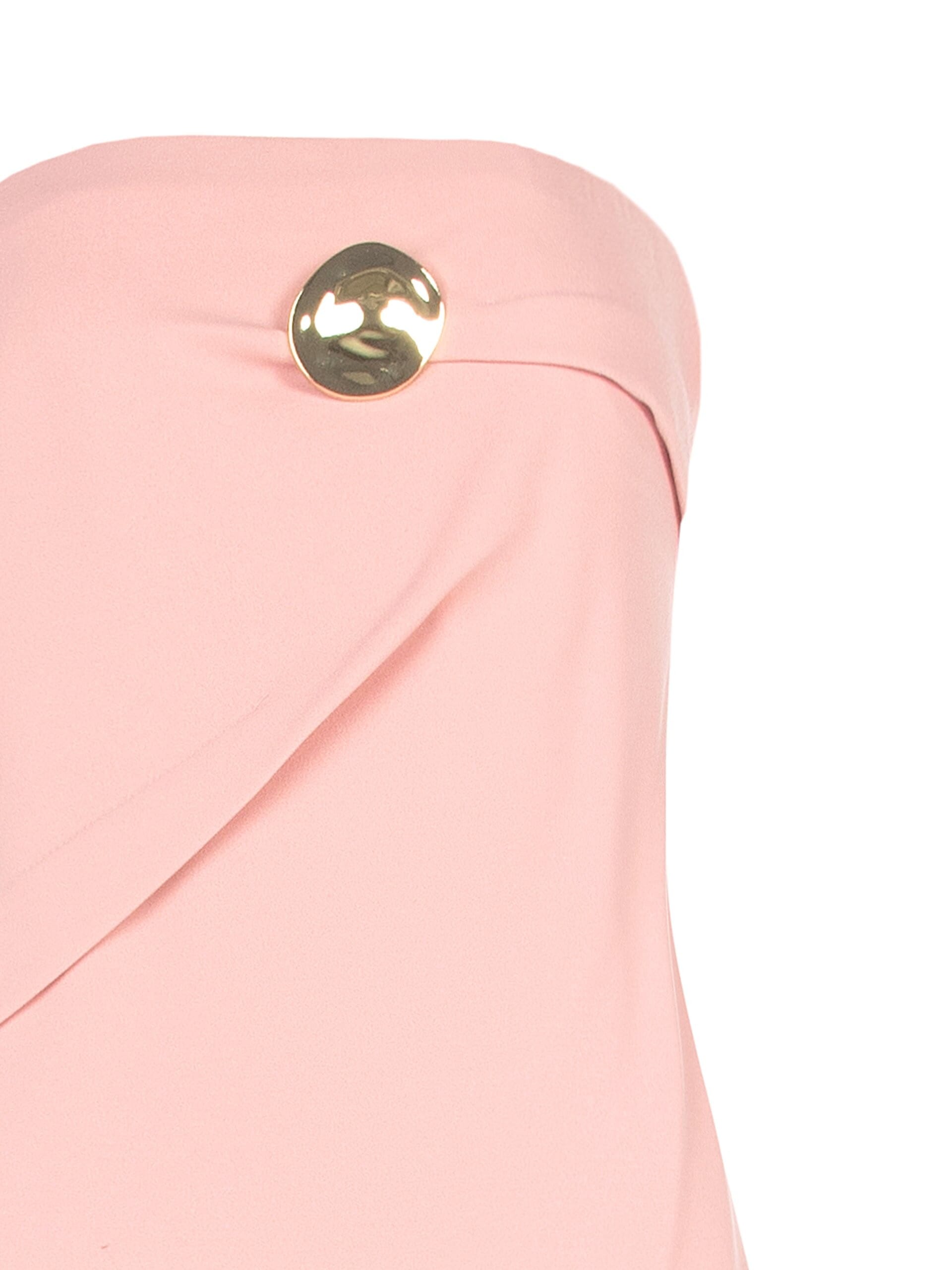 Asymmetrical Long Dress In Scuba Crepe With Gold Pin Rinascimento