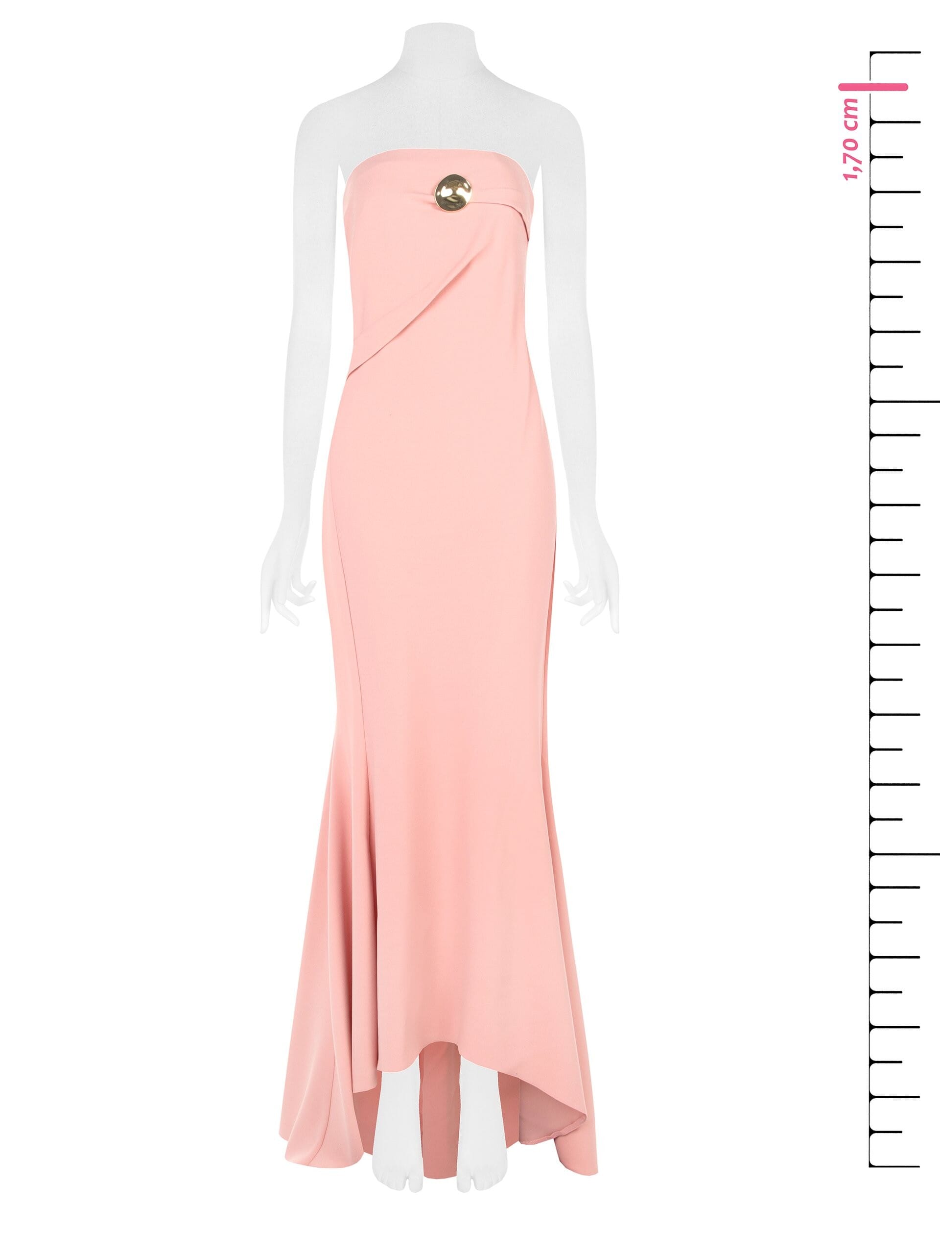 Asymmetrical Long Dress In Scuba Crepe With Gold Pin Rinascimento