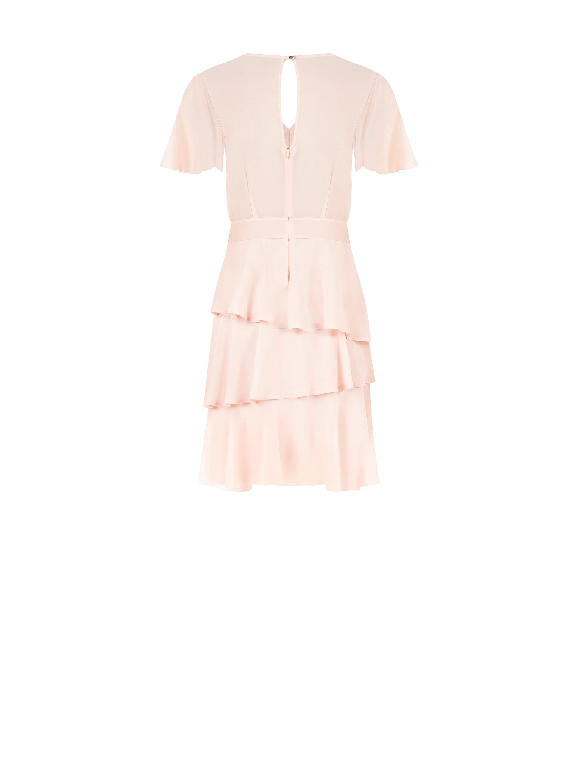 Georgette Ruffle Short Dress With V-Neckline And 3 Buttons Rinascimento