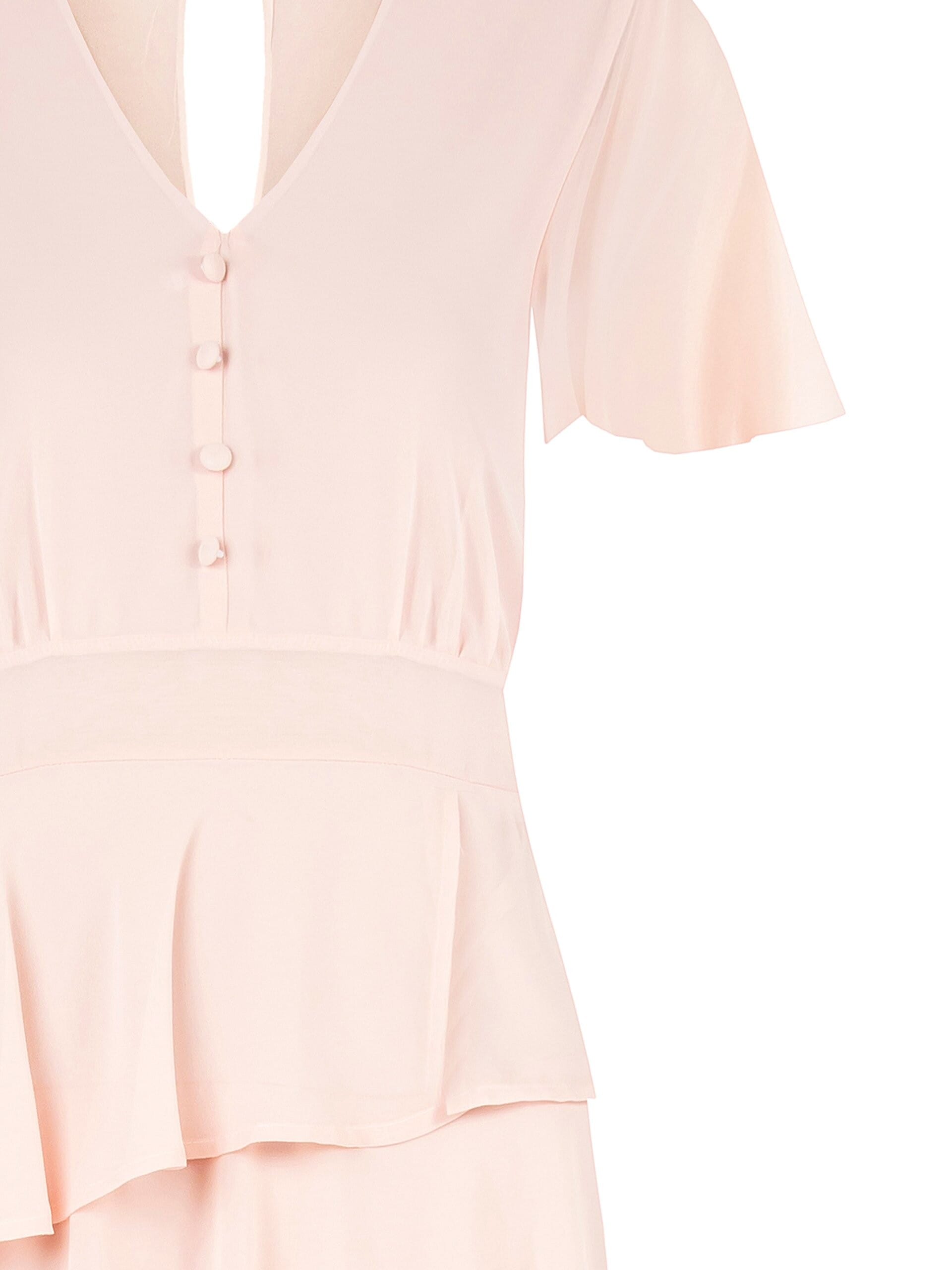 Georgette Ruffle Short Dress With V-Neckline And 3 Buttons Rinascimento