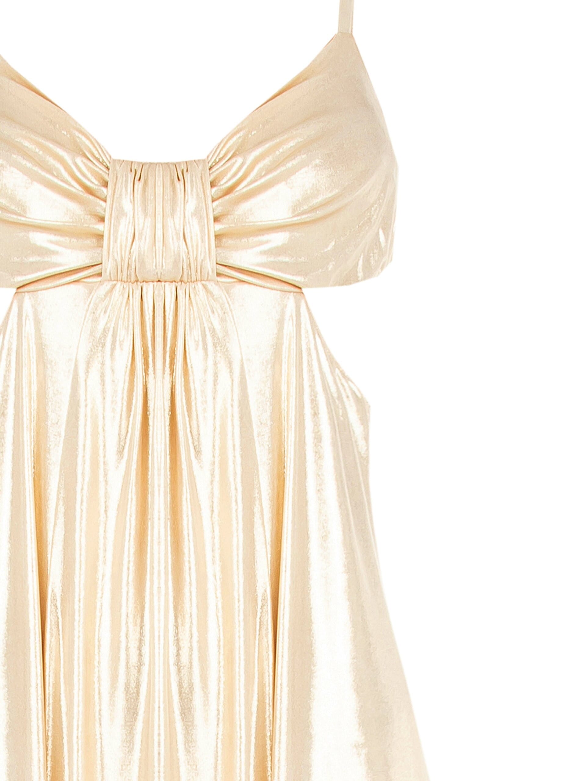 Rinascimento - Robe longue en tissu laminé avec découpe aux hanches