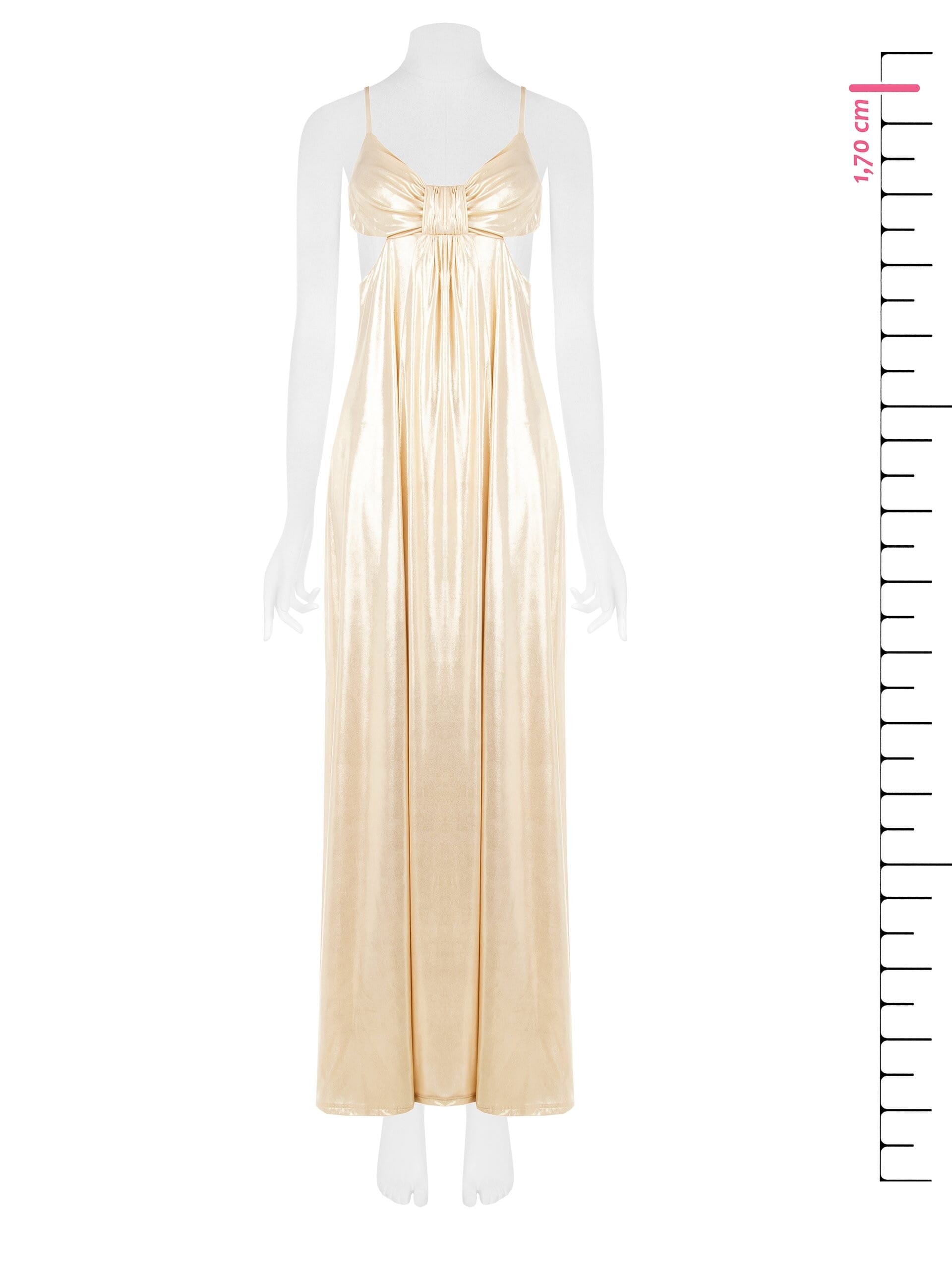 Rinascimento - Robe longue en tissu laminé avec découpe aux hanches