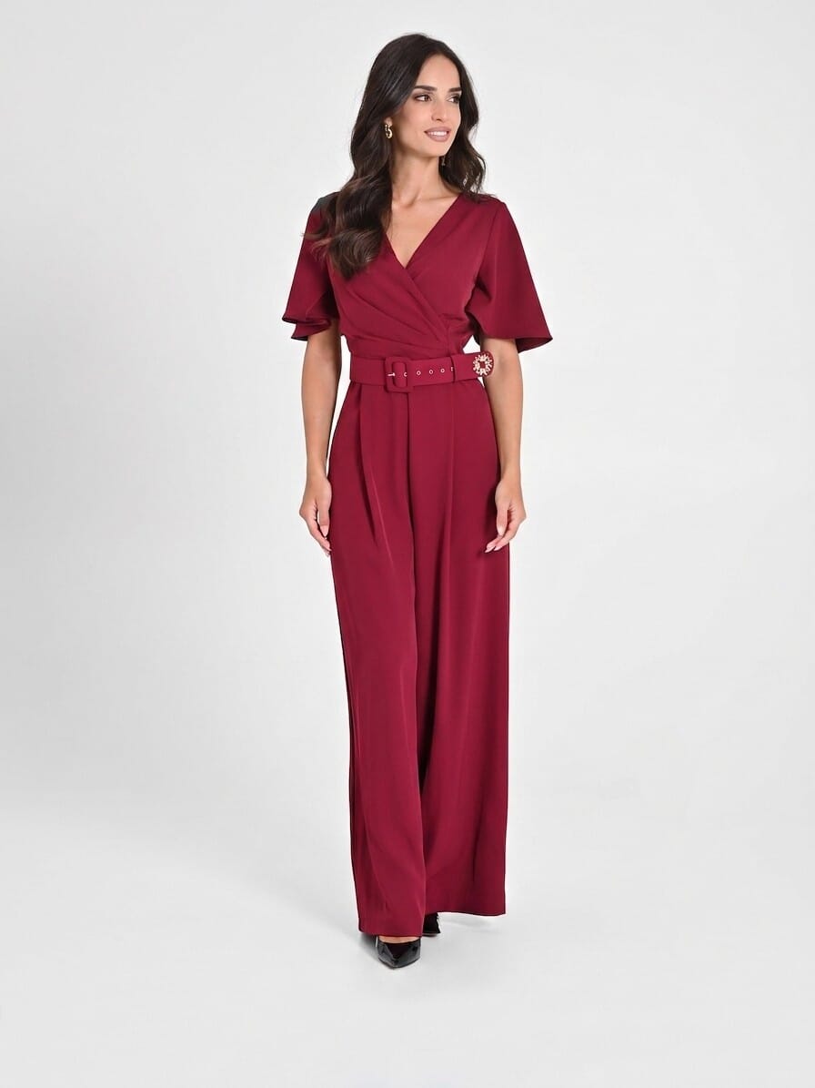 Costume une pièce fluide avec ceinture rigide coordonnée et encolure croisée Rinascimento