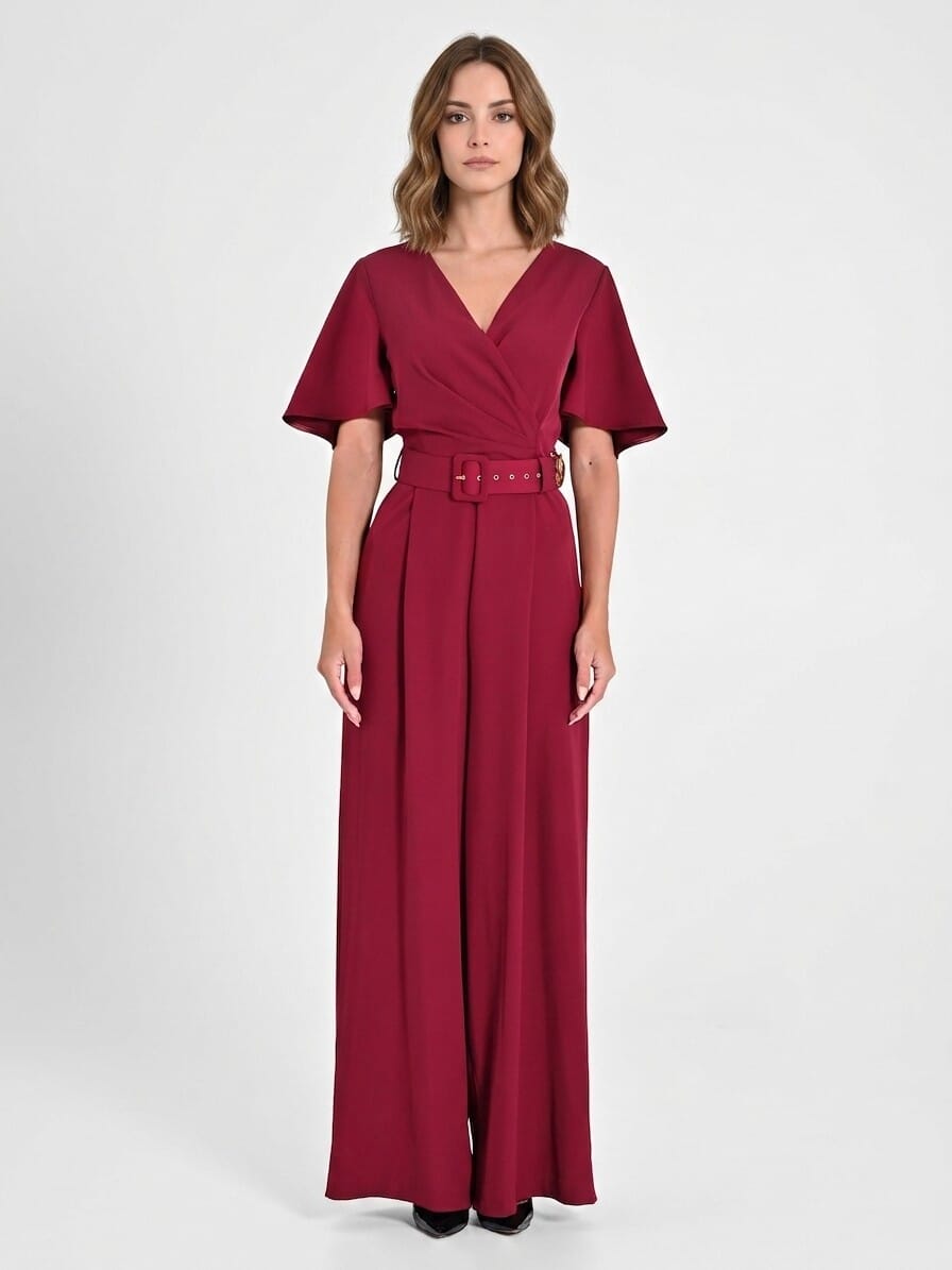 Costume une pièce fluide avec ceinture rigide coordonnée et encolure croisée Rinascimento