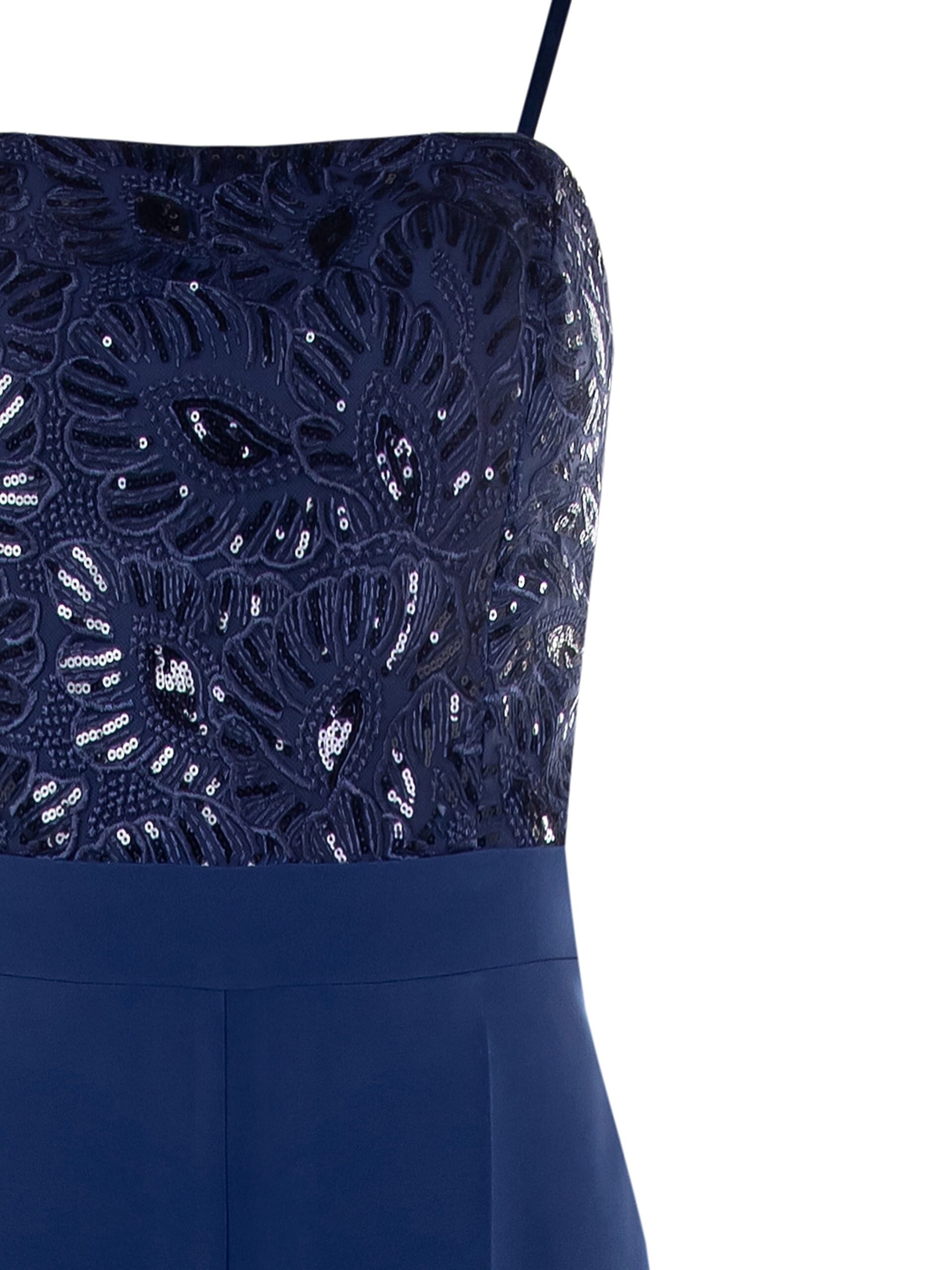 Combinaison droite une pièce en tissu bi-stretch avec corsage brodé et pailleté Rinascimento