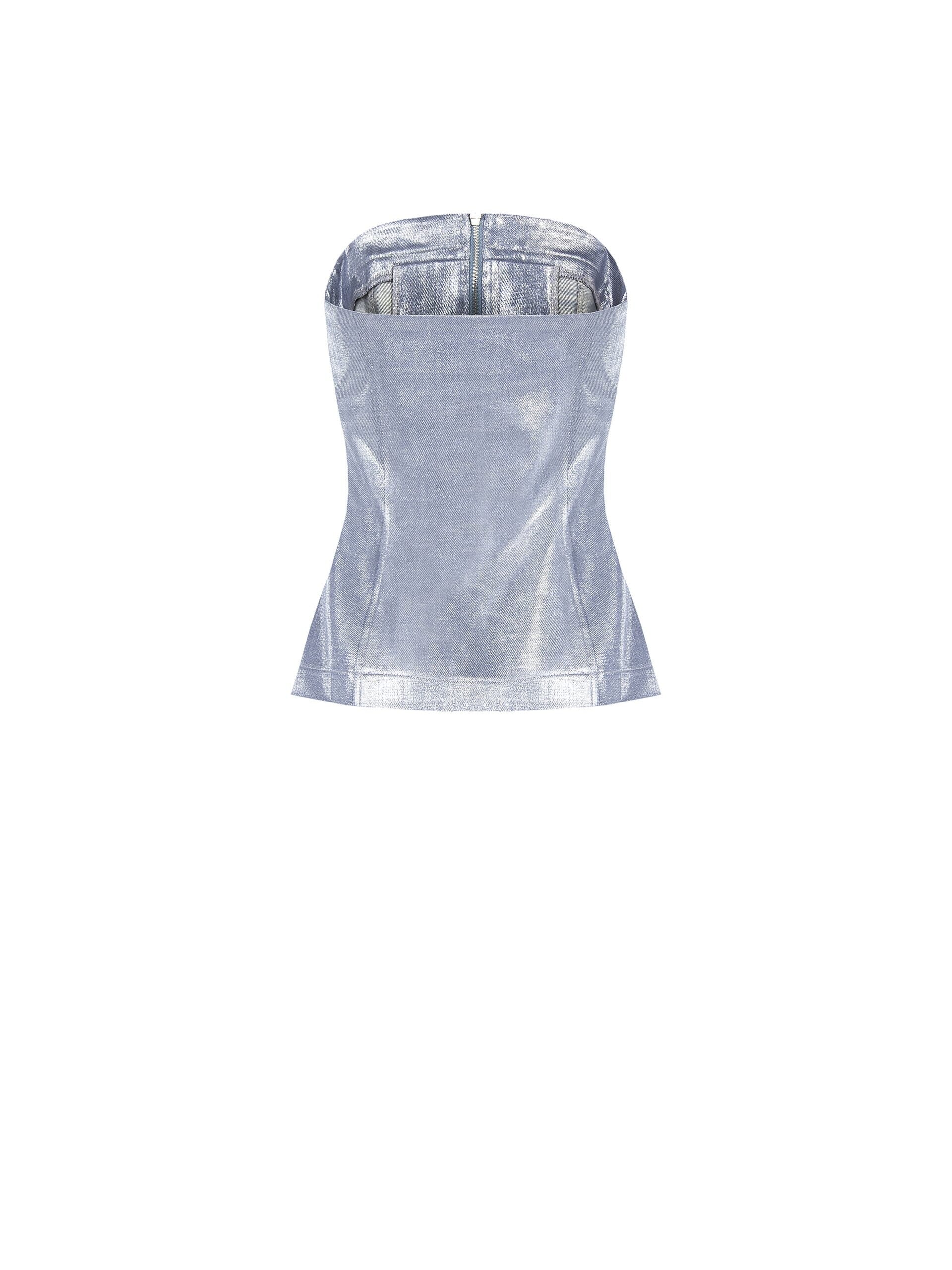 Rinascimento - Top corseté en denim laminé