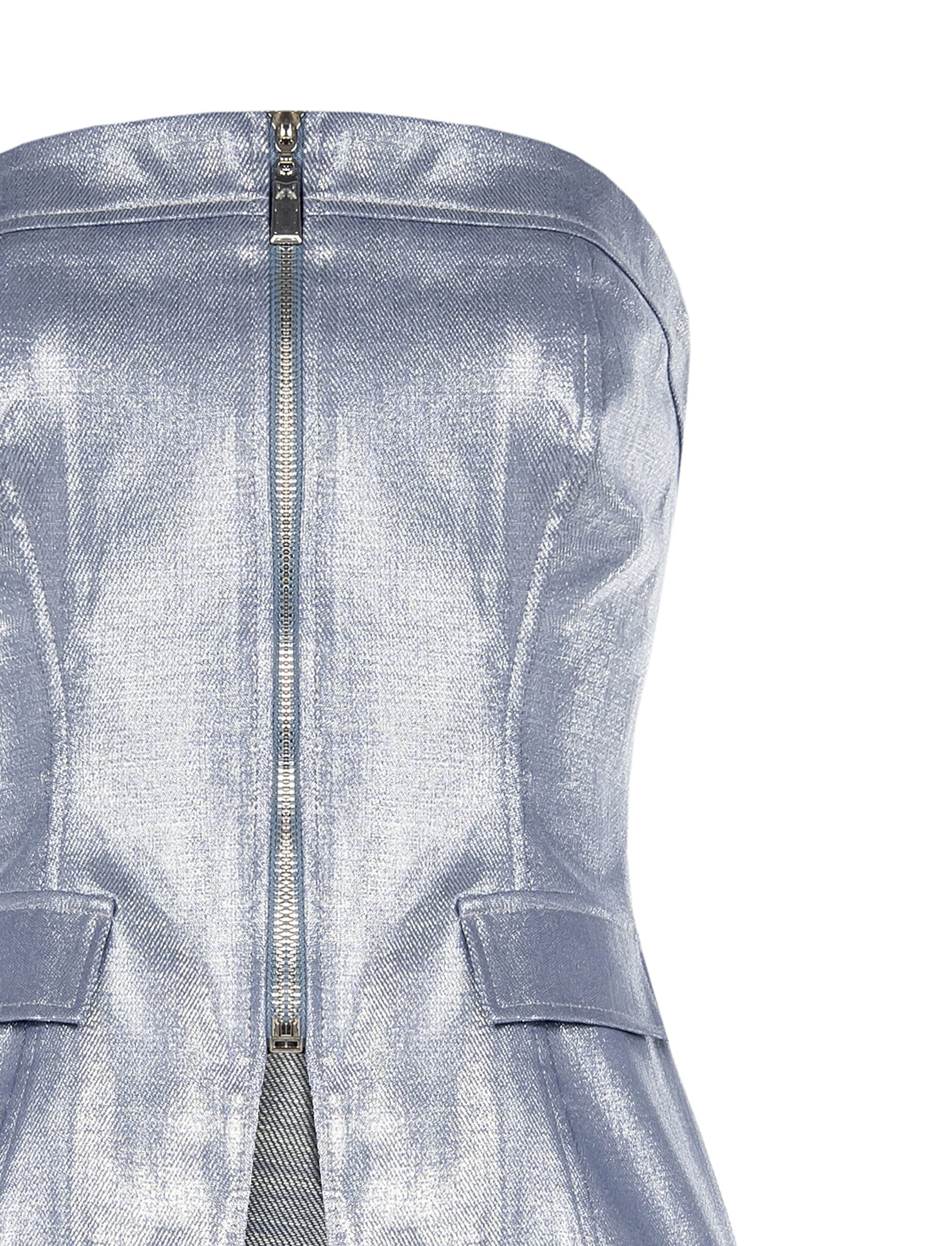 Rinascimento - Top corseté en denim laminé