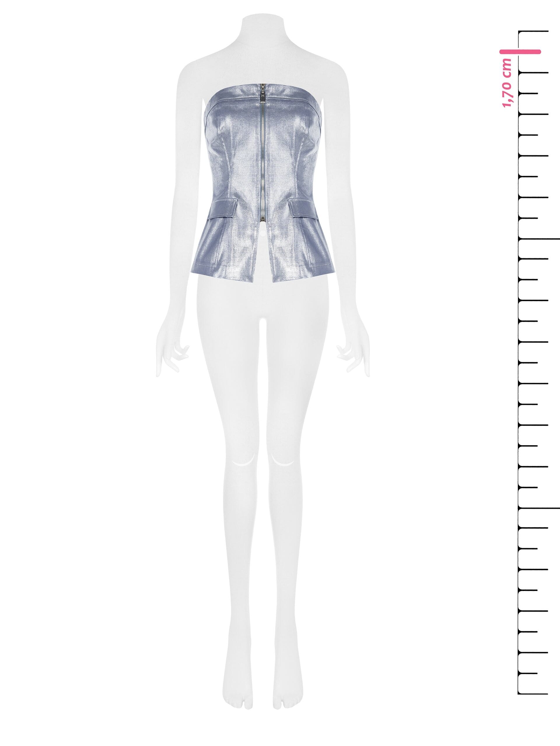 Rinascimento - Top corseté en denim laminé