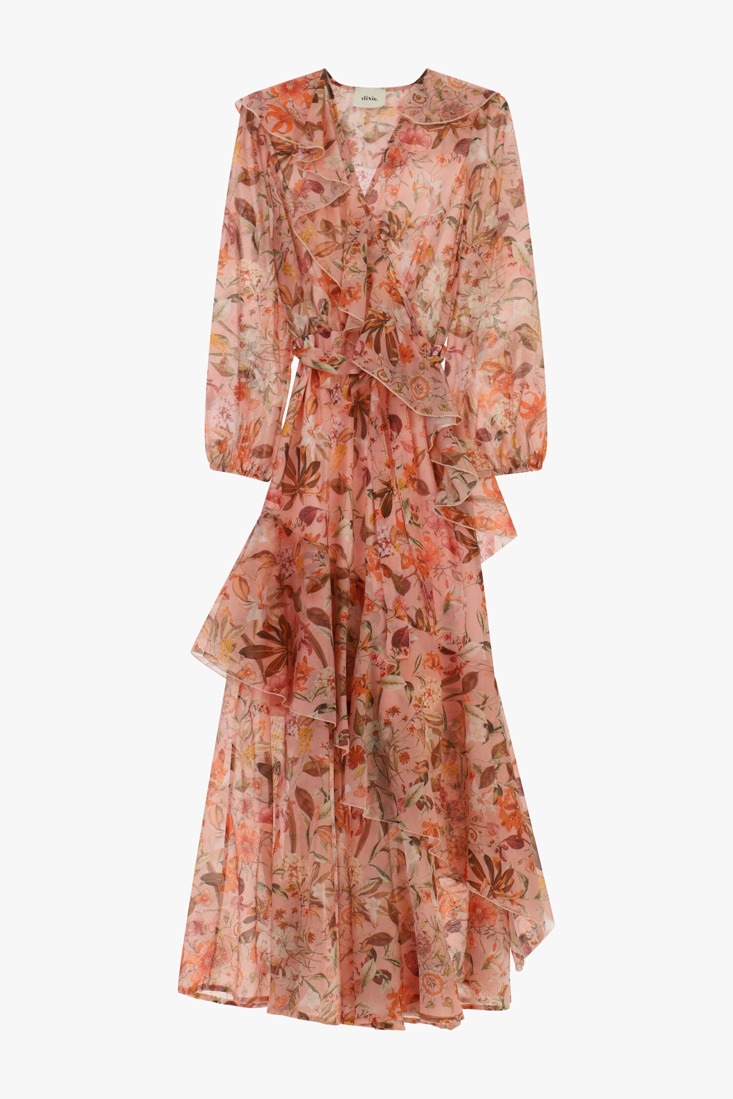 Robe Longue Croisée Avec Fantaisie Floral Volant Dixie