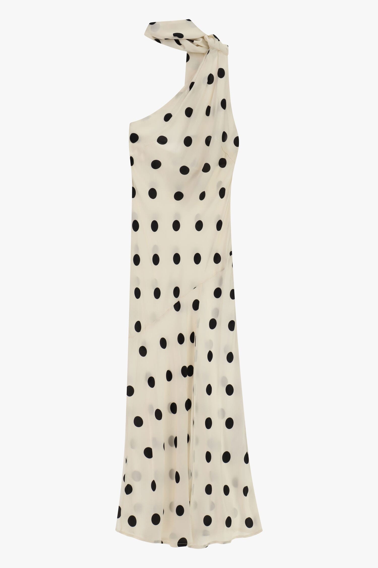 Robe longue à épaulettes à pois avec encolure nouée Dixie