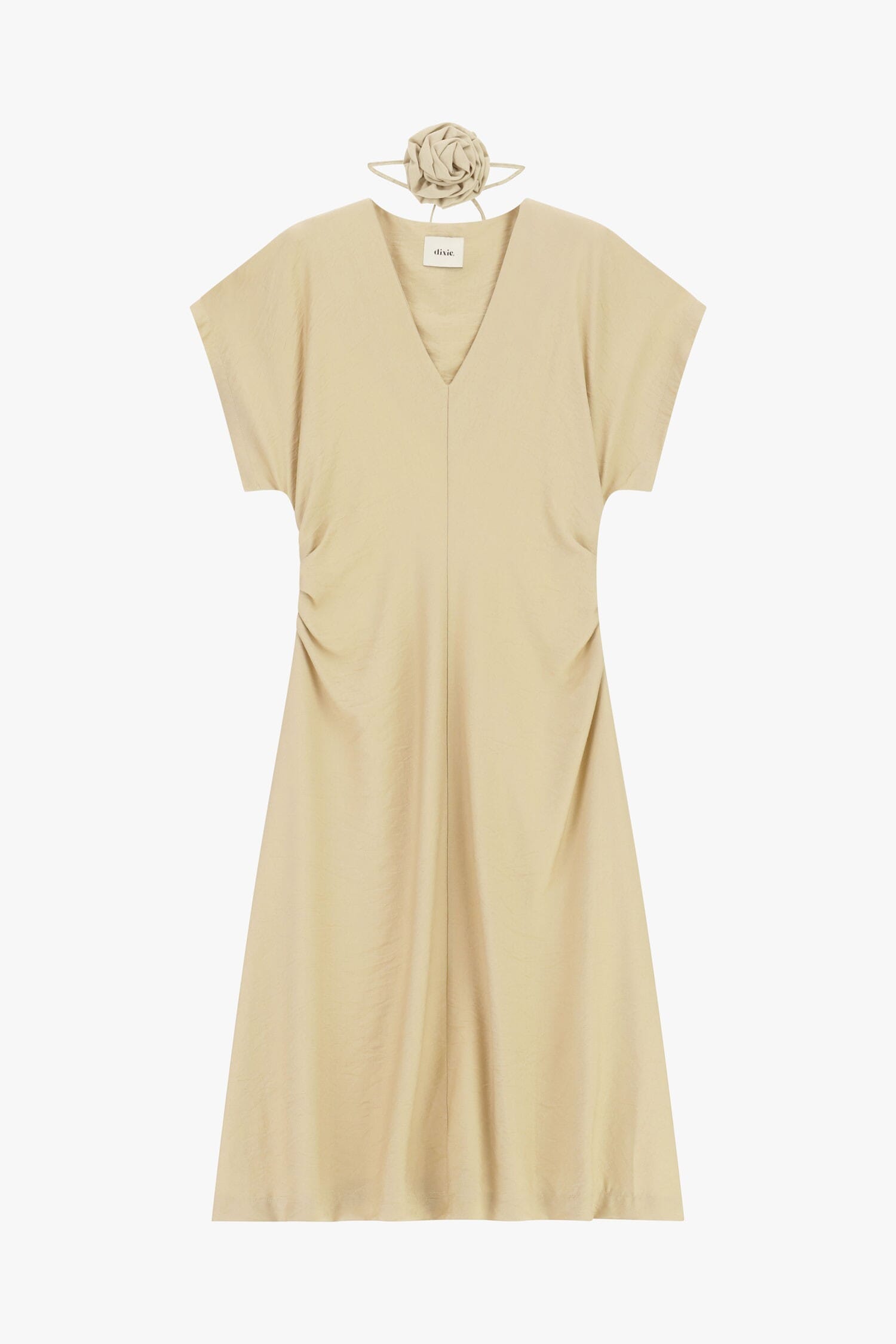 Abito Midi Con Drappeggio Laterale E Scollo A V Dixie