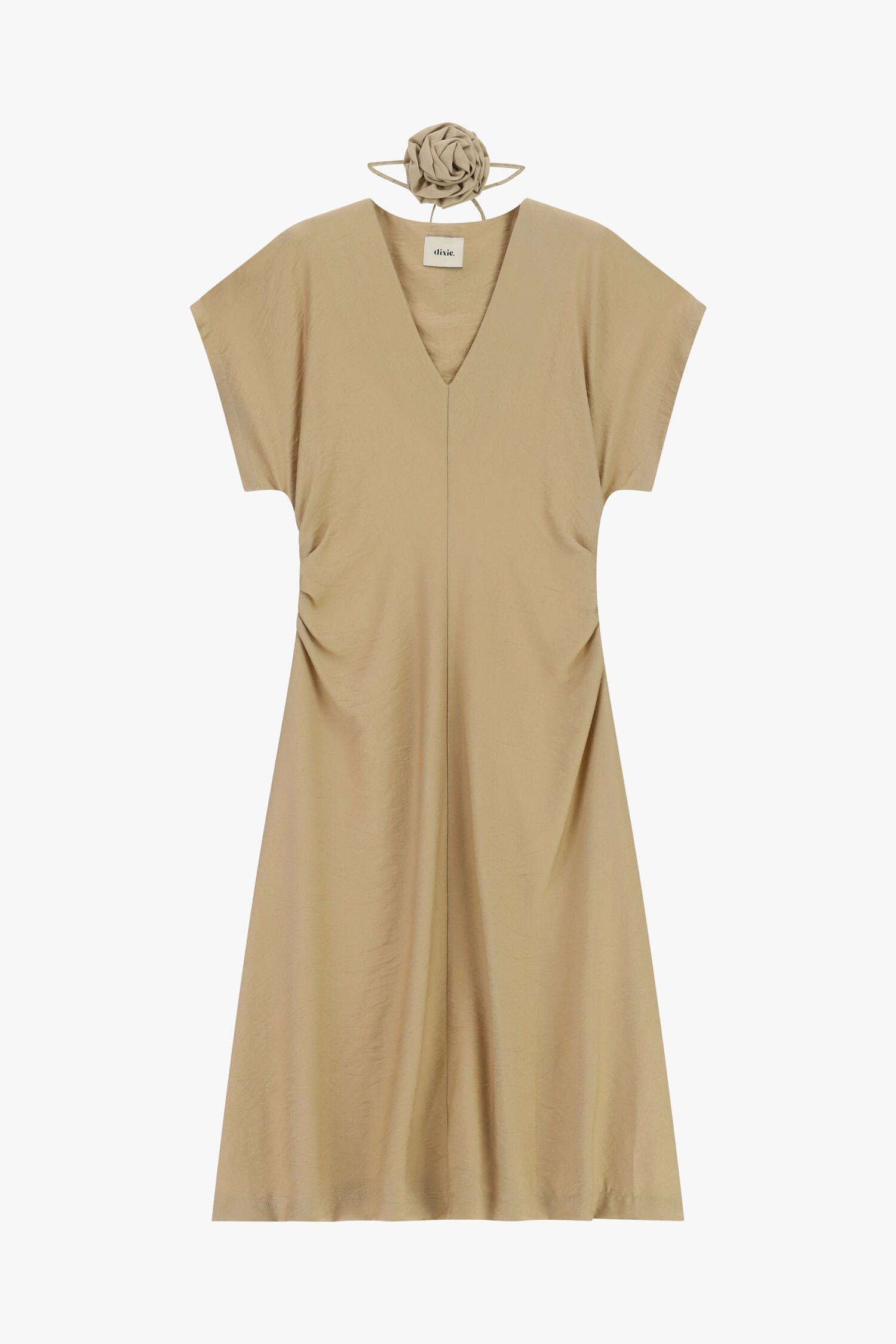 Abito Midi Con Drappeggio Laterale E Scollo A V Dixie